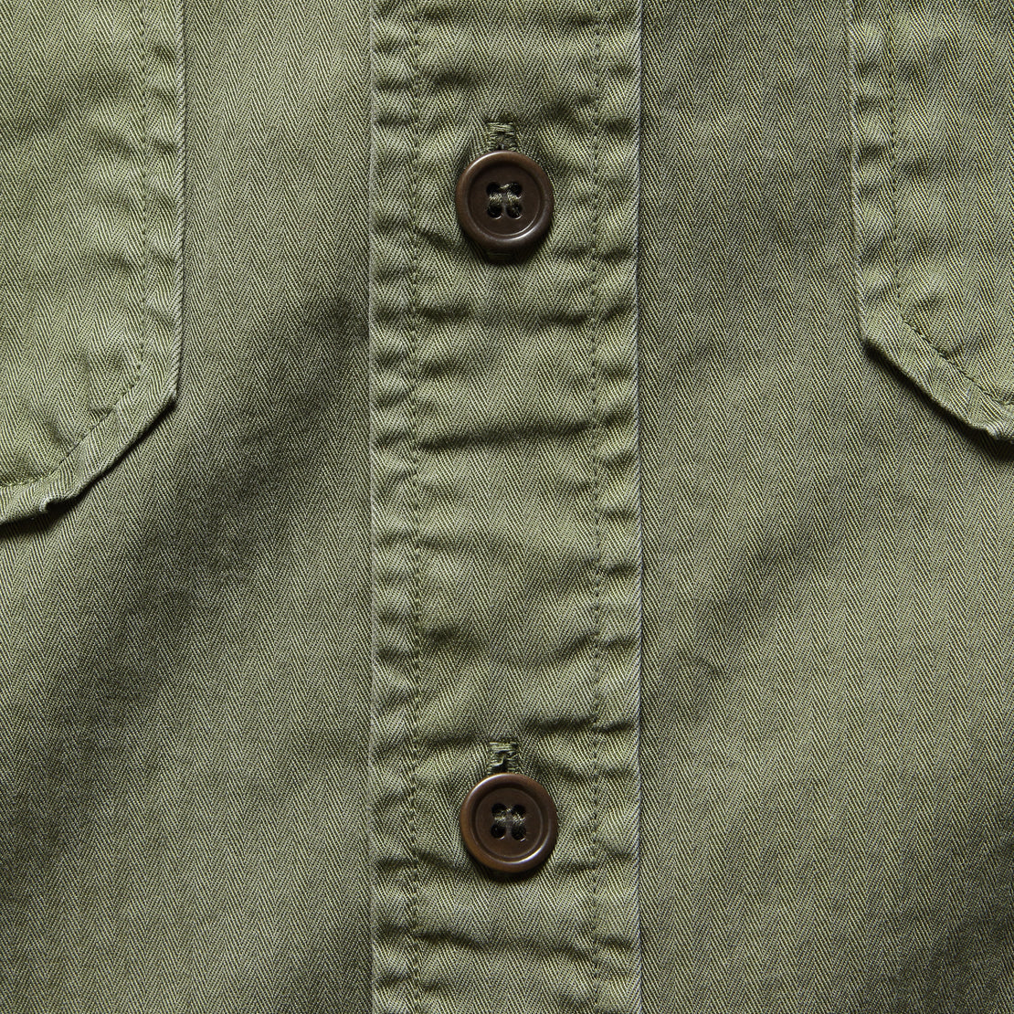 G.I. Military Shirt - Olive Herringbone