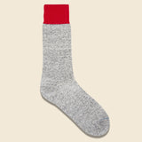 Silk & Cotton Double Face Sock - Red/Light Gray - RoToTo - STAG Provisions - Accessories - Socks