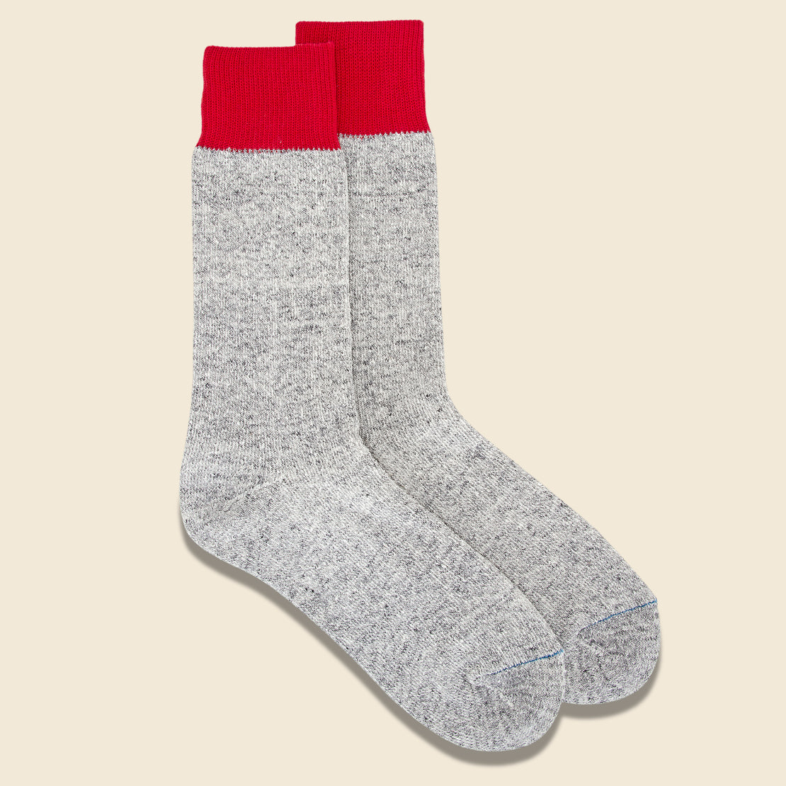 Silk & Cotton Double Face Sock - Red/Light Gray