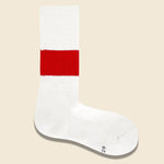 Silk Cotton Classic Crew Sock - Ivory/Red - RoToTo - STAG Provisions - Accessories - Socks