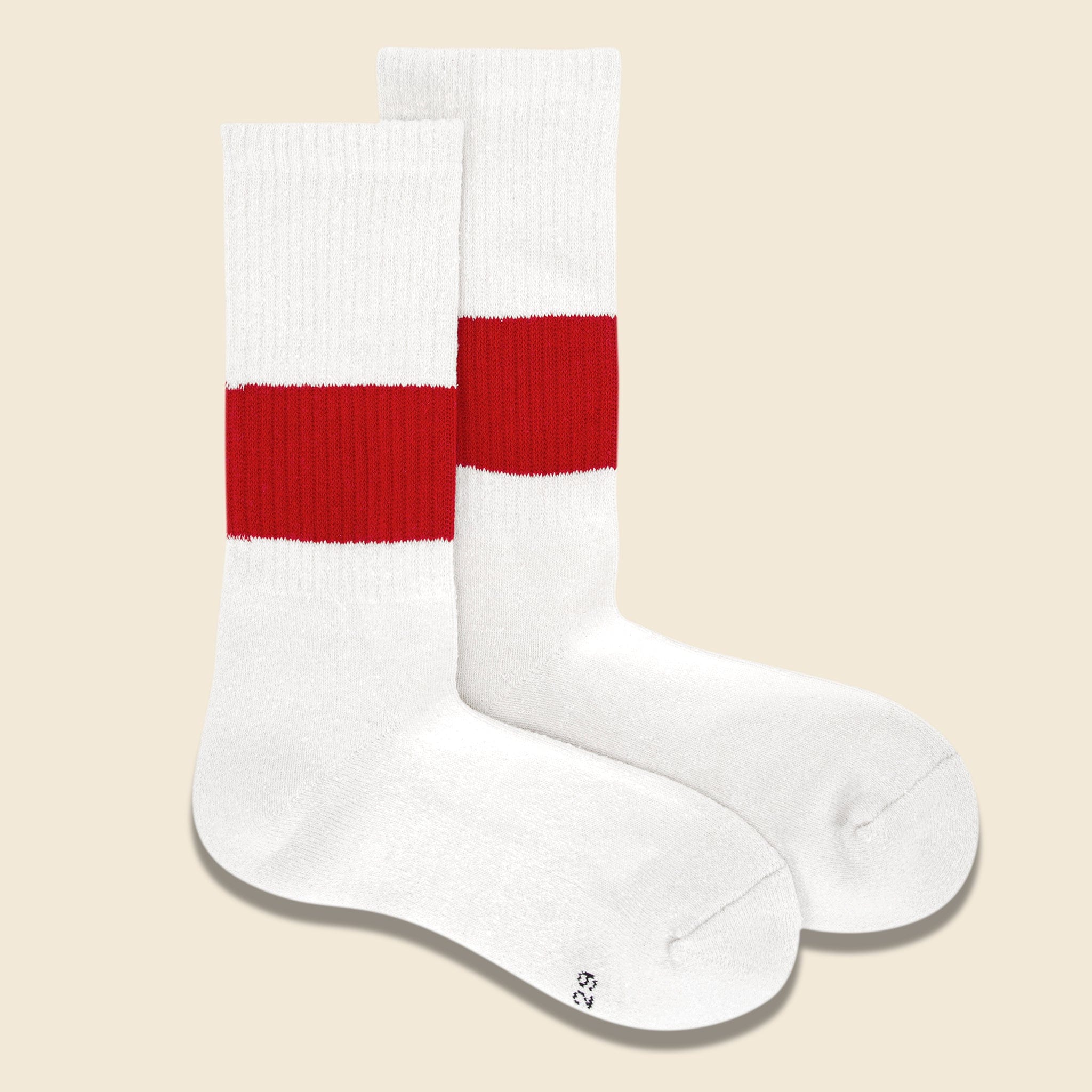 
                          Silk Cotton Classic Crew Sock - Ivory/Red - RoToTo - STAG Provisions - Accessories - Socks
                        