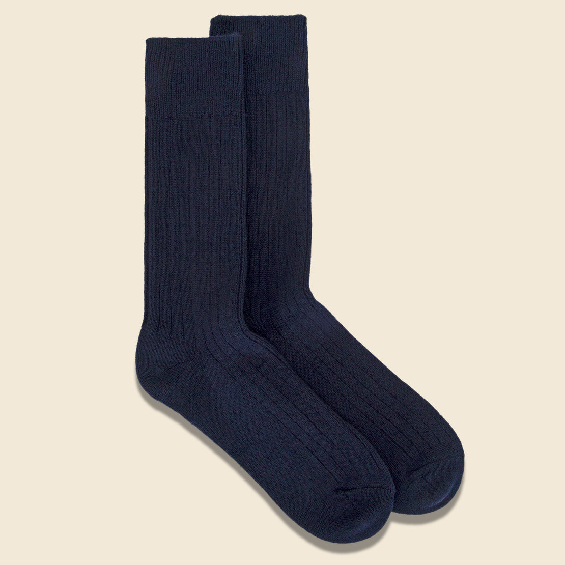 RoToTo Cotton Wool Rib Sock - Navy