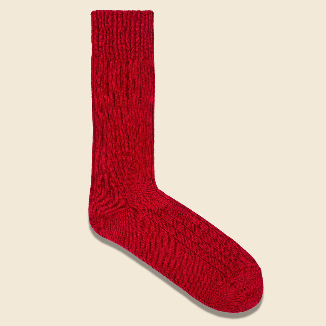 Cotton Wool Rib Sock - Red