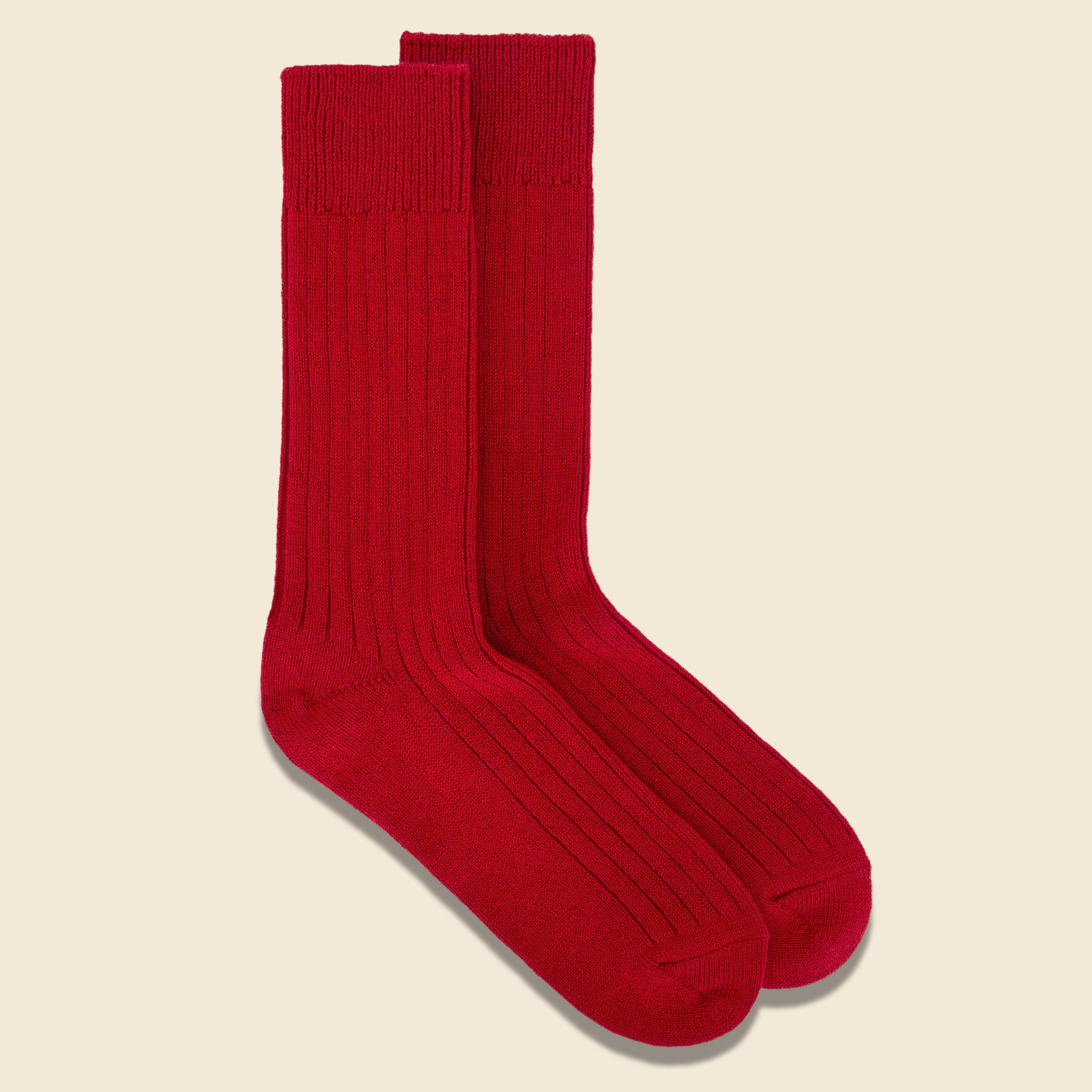 Cotton Wool Rib Sock - Red - RoToTo - STAG Provisions - Accessories - Socks