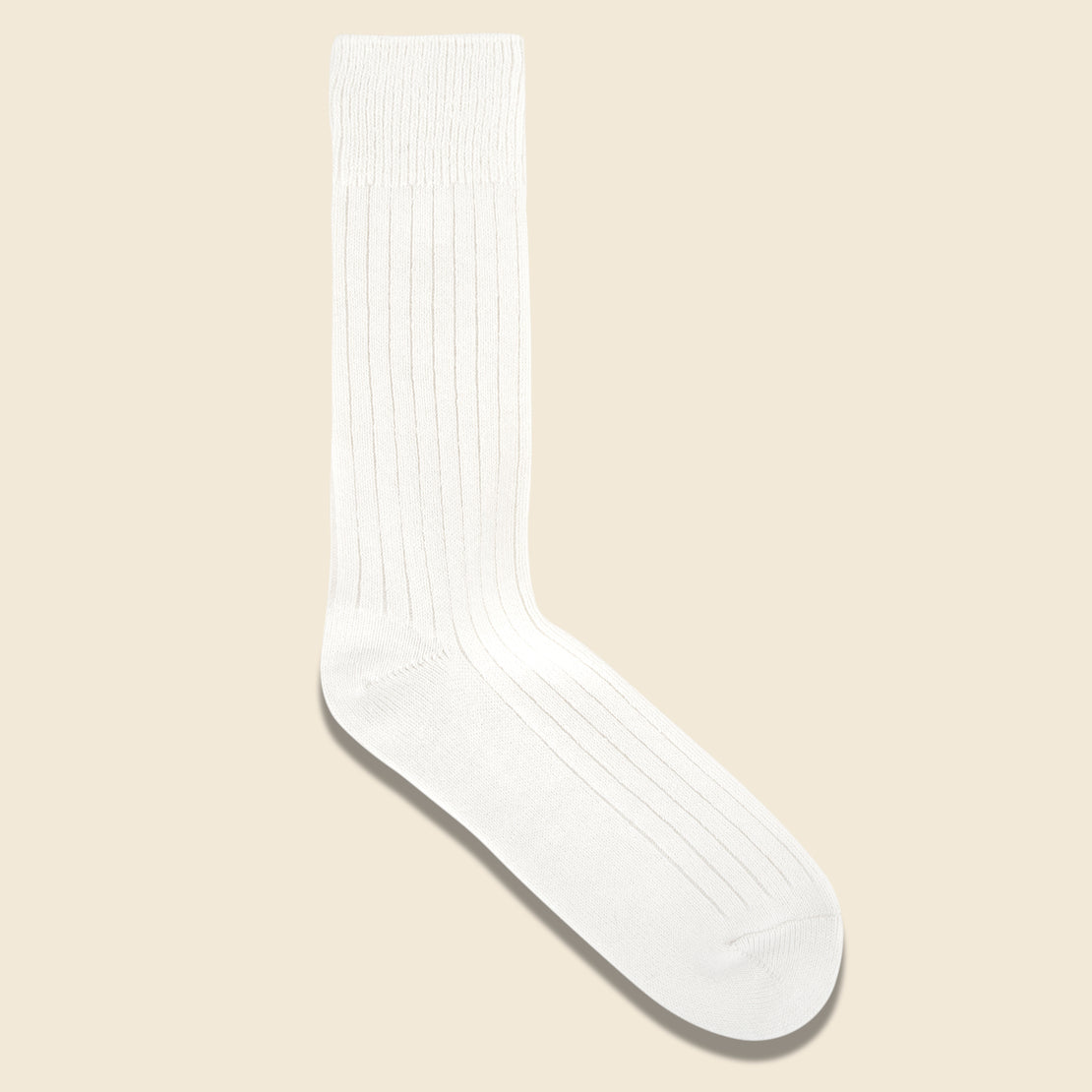 RoToTo Cotton Wool Rib Sock - White
