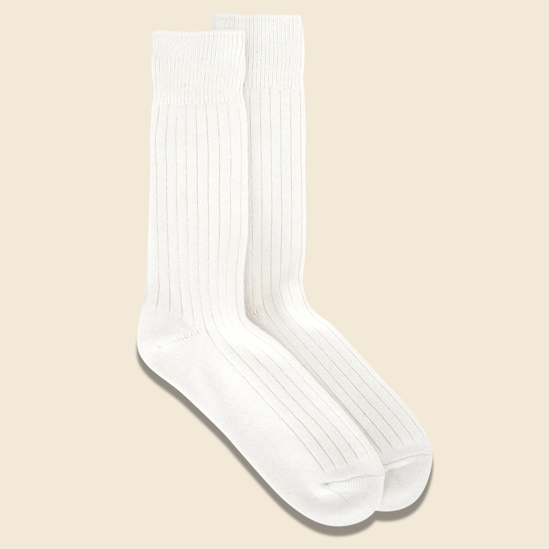 Cotton Wool Rib Sock - White - RoToTo - STAG Provisions - Accessories - Socks