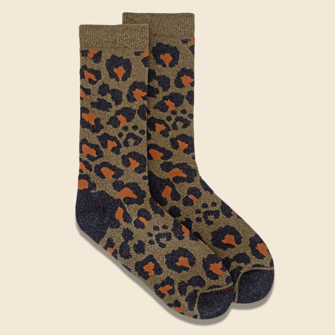 Pile Leopard Socks - Dark Olive - RoToTo - STAG Provisions - W - Accessories - Socks