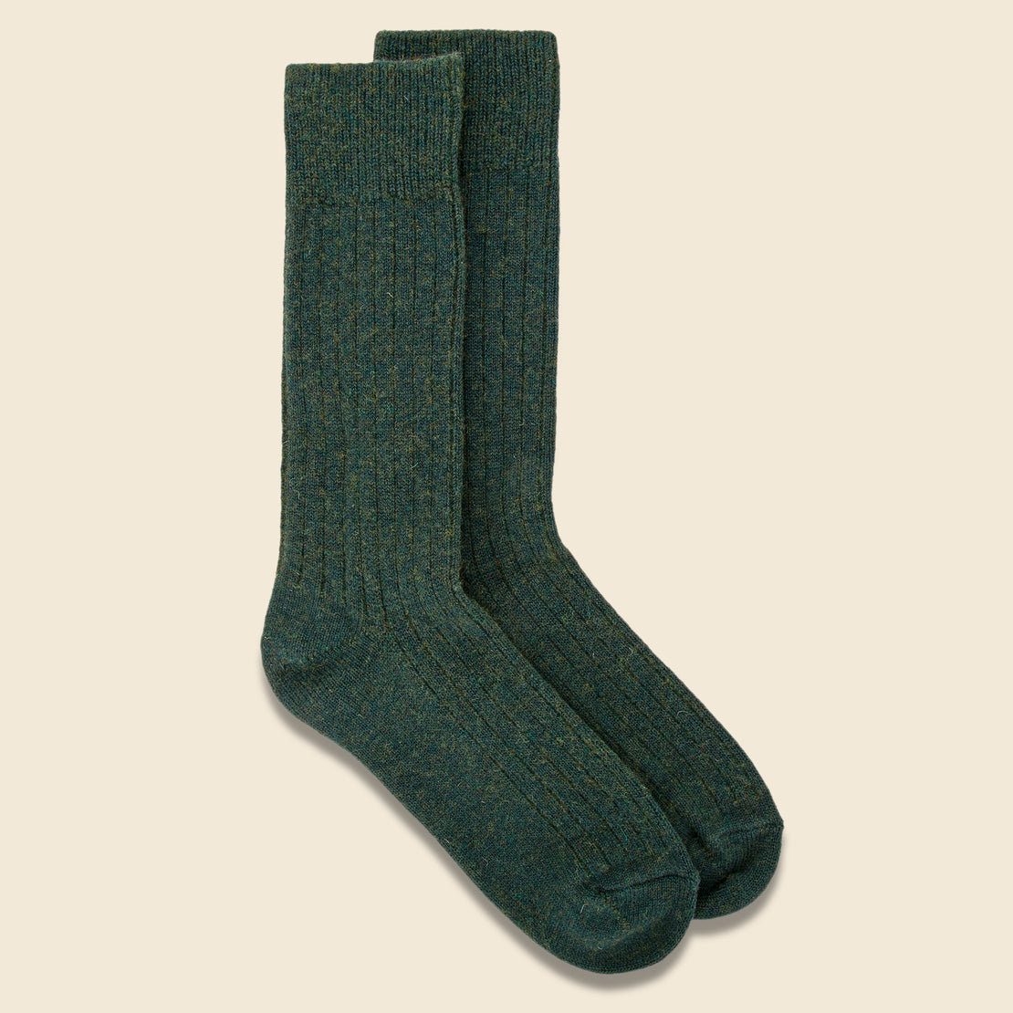 RoToTo Cotton Wool Rib Sock - Dark Green
