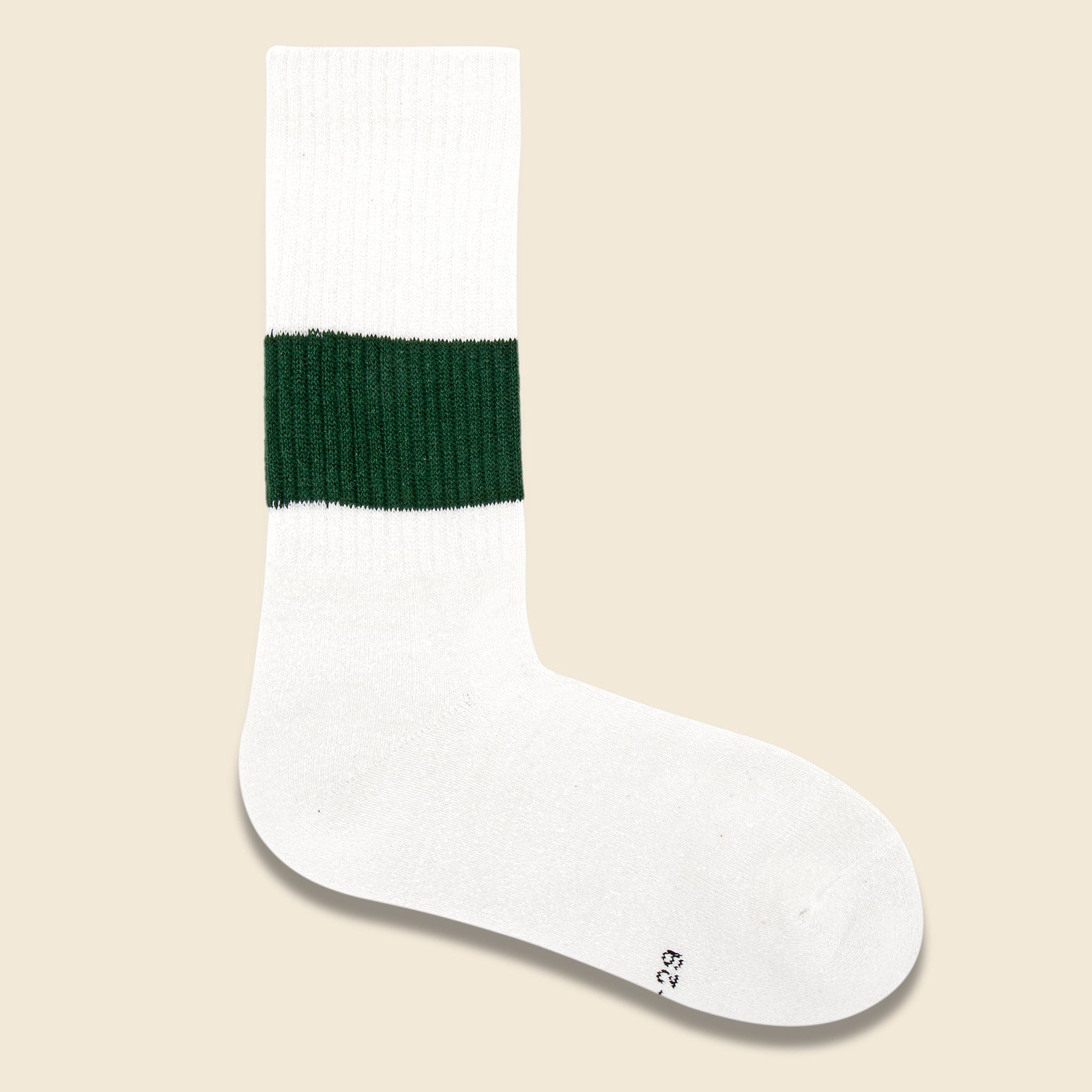 
                          Silk Cotton Classic Crew Sock - Ivory/Dark Green - RoToTo - STAG Provisions - Accessories - Socks
                        