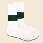 Silk Cotton Classic Crew Sock - Ivory/Dark Green - RoToTo - STAG Provisions - Accessories - Socks