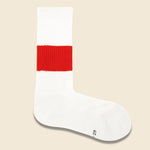 Silk Cotton Classic Crew Sock - Ivory/Dark Orange - RoToTo - STAG Provisions - Accessories - Socks