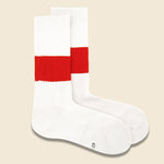 Silk Cotton Classic Crew Sock - Ivory/Dark Orange - RoToTo - STAG Provisions - Accessories - Socks