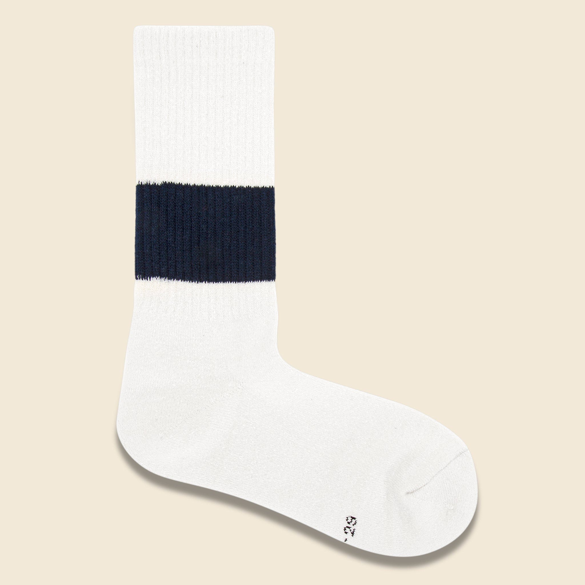 
                          Silk Cotton Classic Crew Sock - Ivory/Navy - RoToTo - STAG Provisions - Accessories - Socks
                        