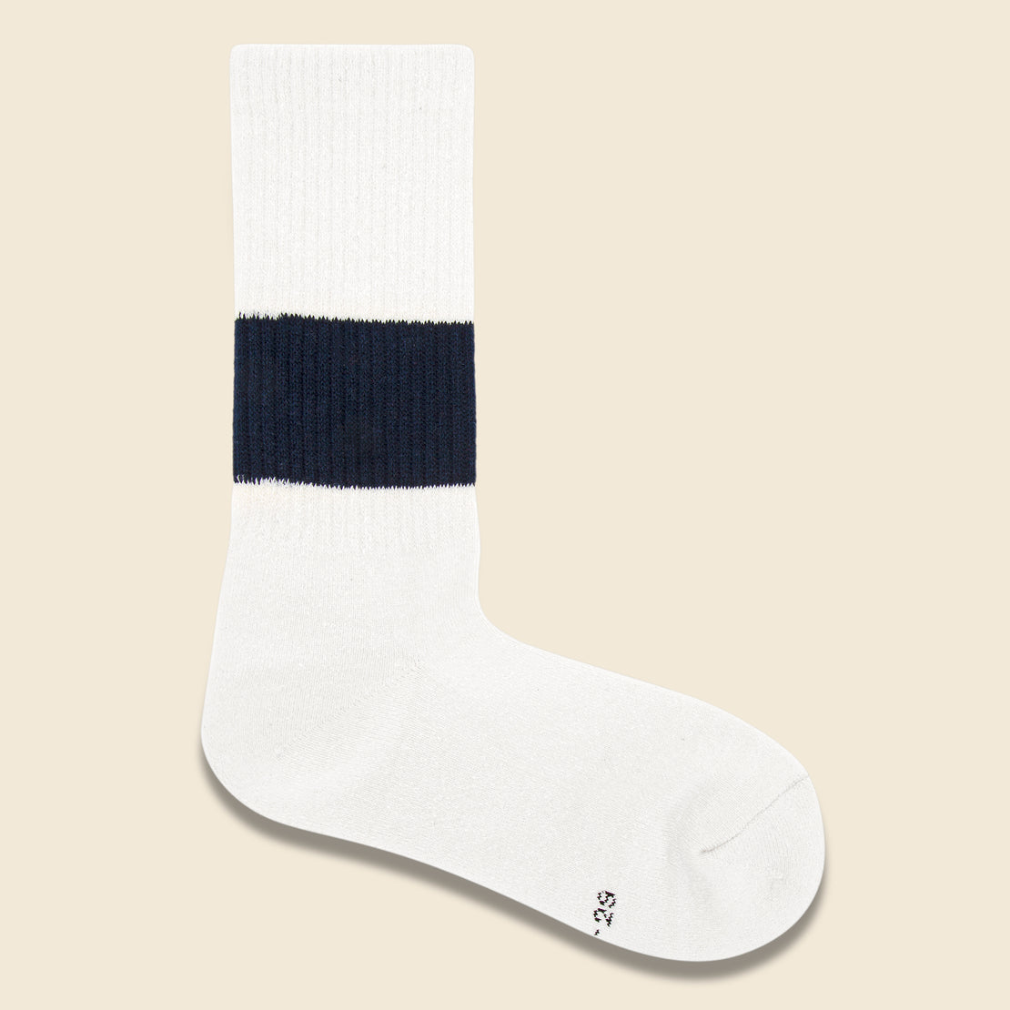 Silk Cotton Classic Crew Sock - Ivory/Navy - RoToTo - STAG Provisions - Accessories - Socks