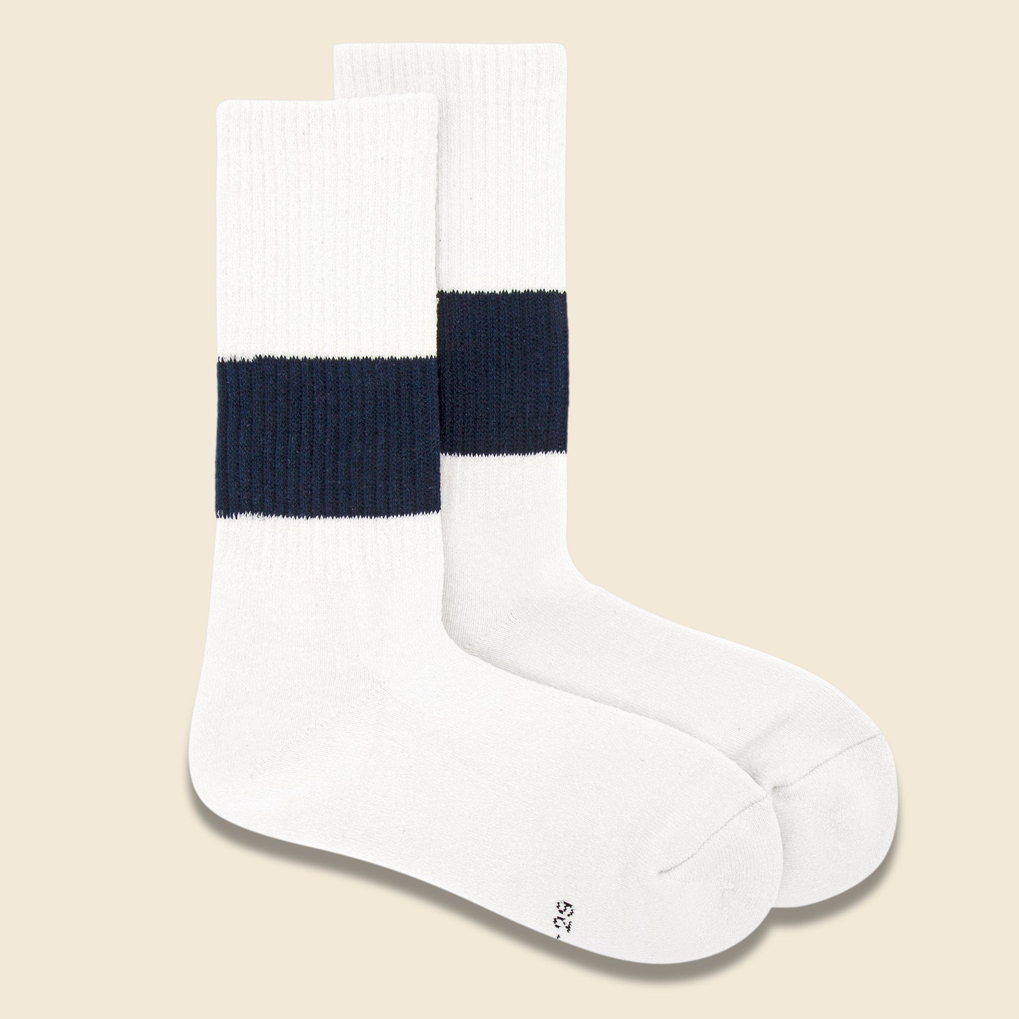 Silk Cotton Classic Crew Sock - Ivory/Navy - RoToTo - STAG Provisions - Accessories - Socks