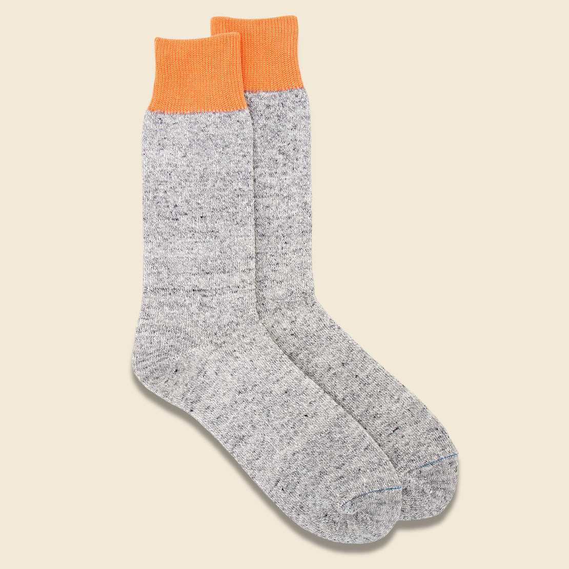 RoToTo Silk & Cotton Double Face Sock - Light Orange/Light Gray