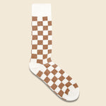 Recycle Wool Checkerboard Crew Sock - Ivory/Camel - RoToTo - STAG Provisions - Accessories - Socks