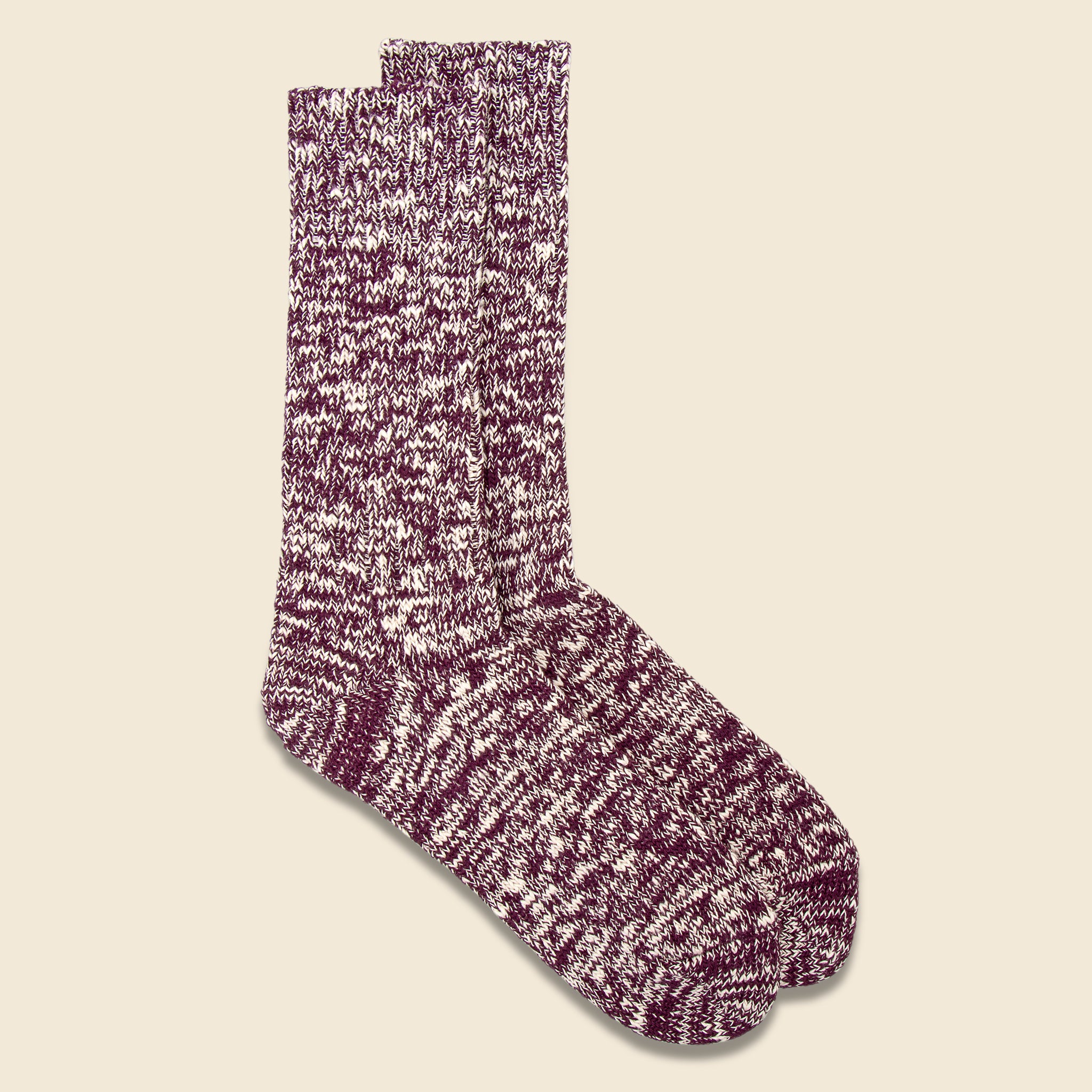 Low Gauge Slub Crew Sock - Burgundy - RoToTo - STAG Provisions - Accessories - Socks
