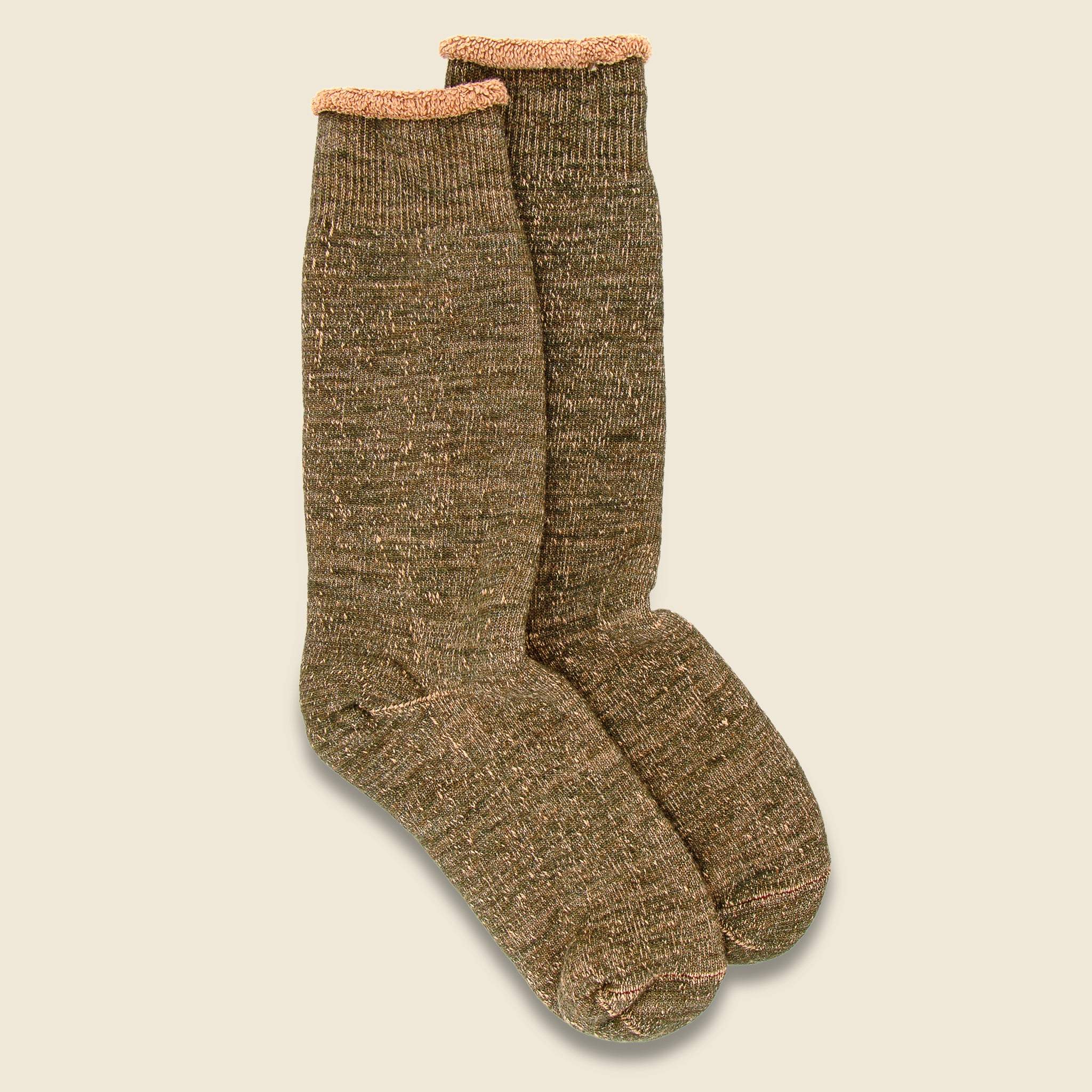 Merino Wool Double Face Crew Sock - Green/Brown - RoToTo - STAG Provisions - Accessories - Socks