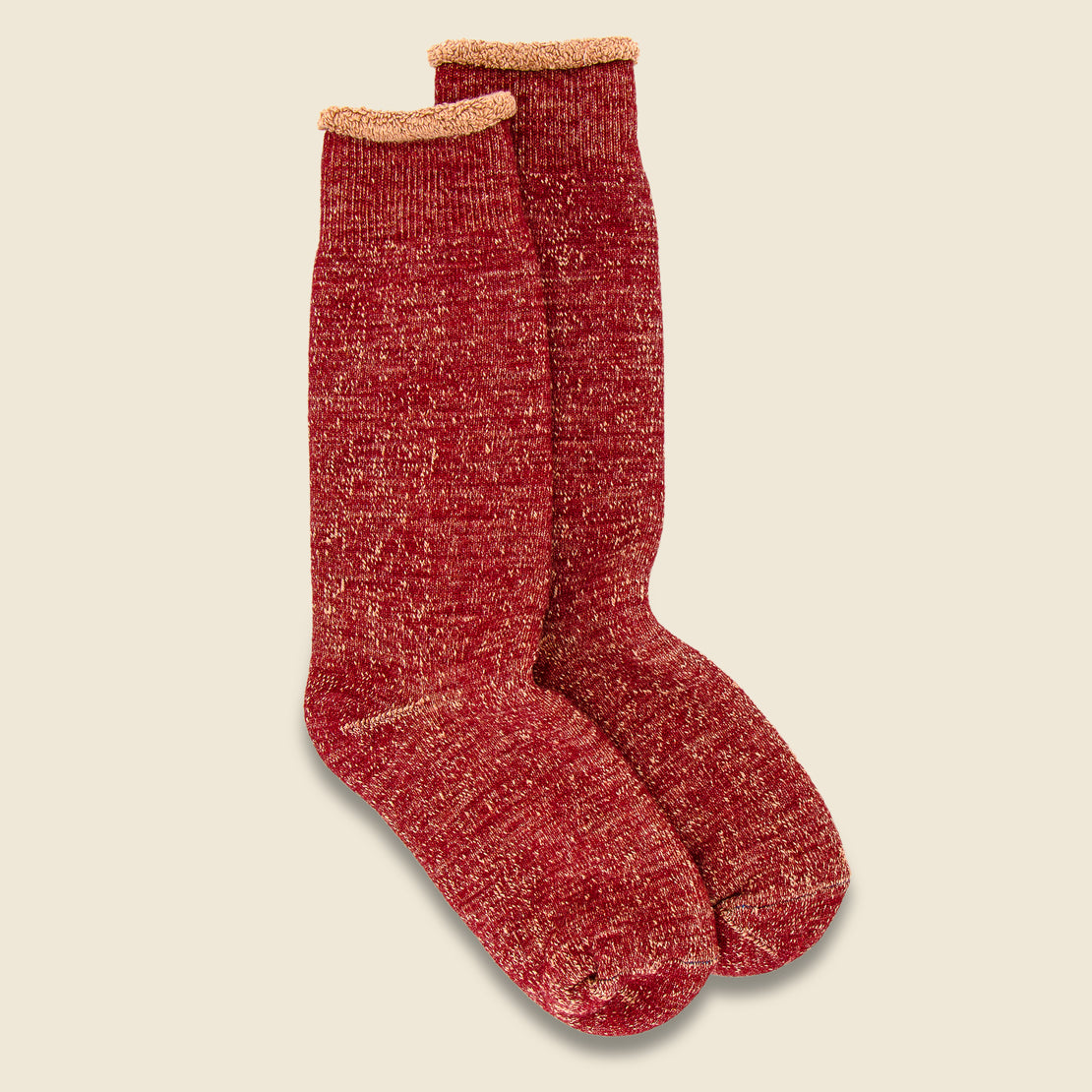 RoToTo Merino Wool & Cotton Double Face Sock - Dark Red/Brown
