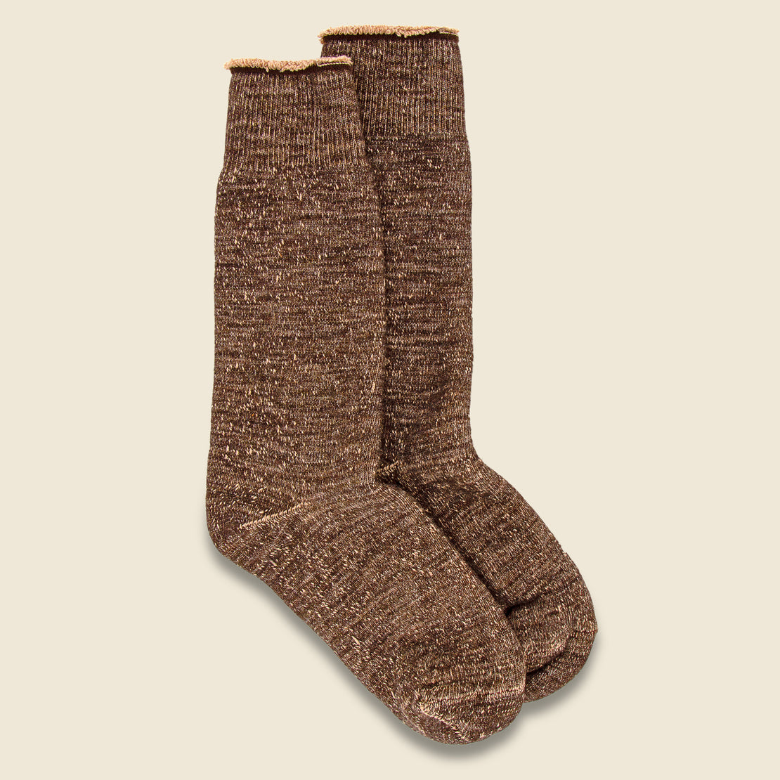 RoToTo Merino Wool & Cotton Double Face Sock - Dark Brown/Brown