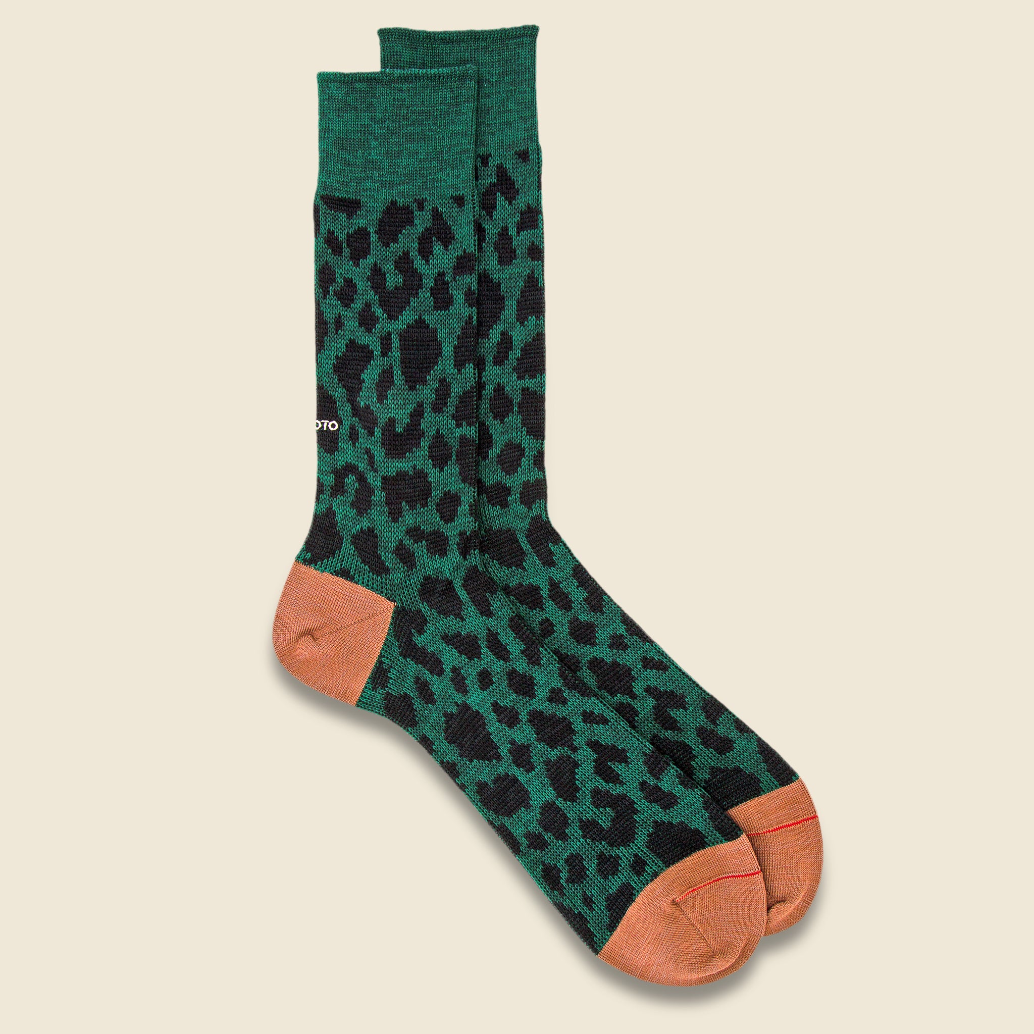Leopard Print Sock - Dark Green/Brown - RoToTo - STAG Provisions - Accessories - Socks