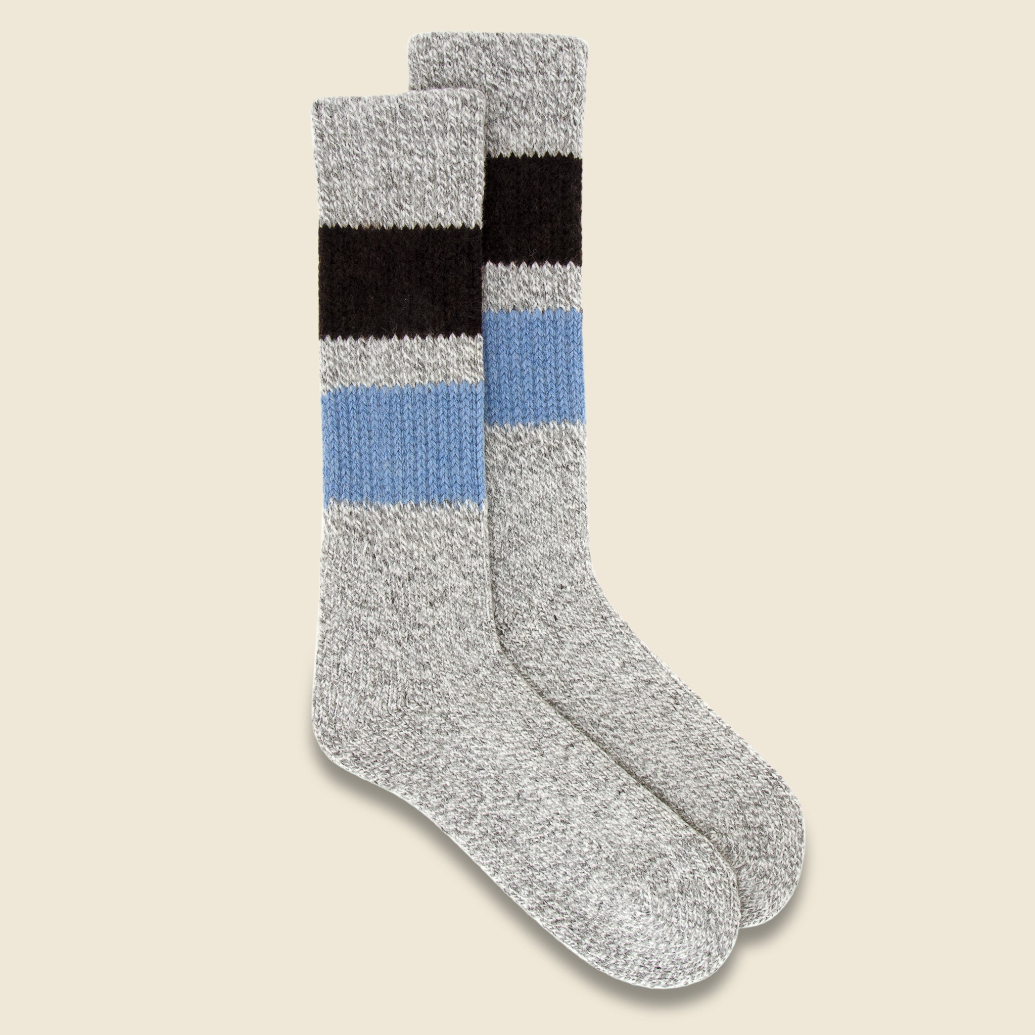 Retro Winter Sock - Grey/Dark Brown/Light Blue - RoToTo - STAG Provisions - Accessories - Socks