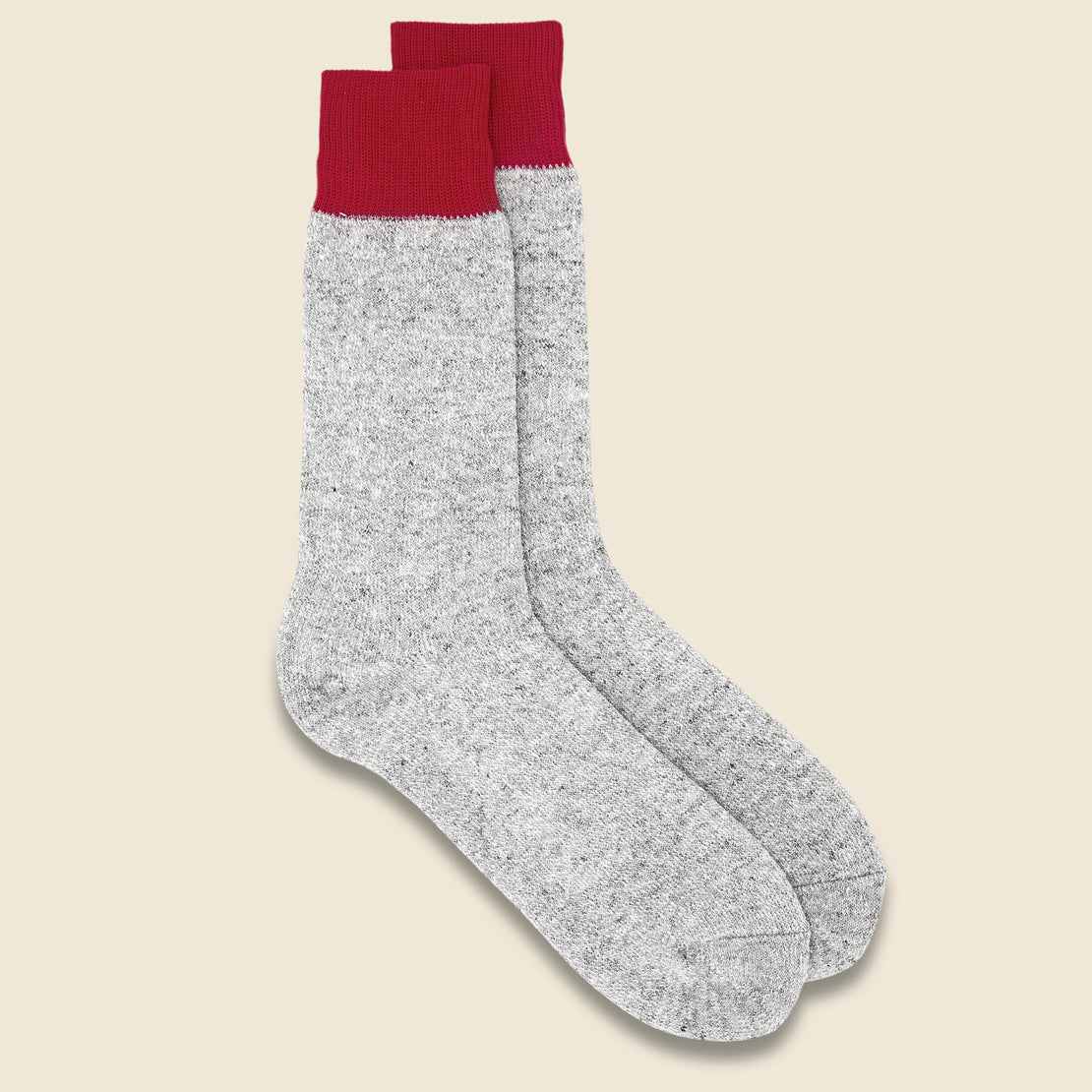 RoToTo Silk & Cotton Double Face Sock - Red/Light Grey
