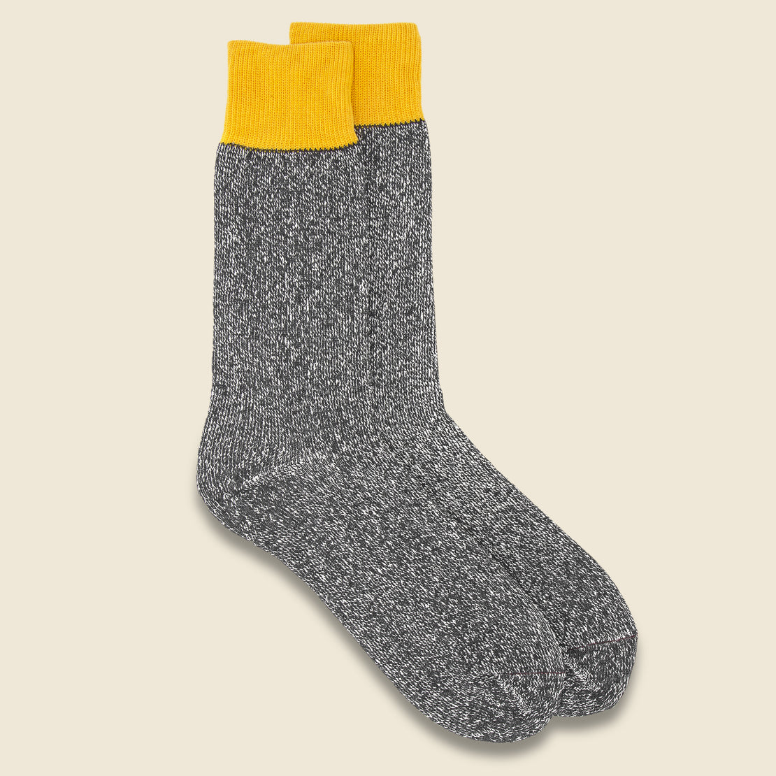 RoToTo Silk & Cotton Double Face Sock - Yellow/Charcoal