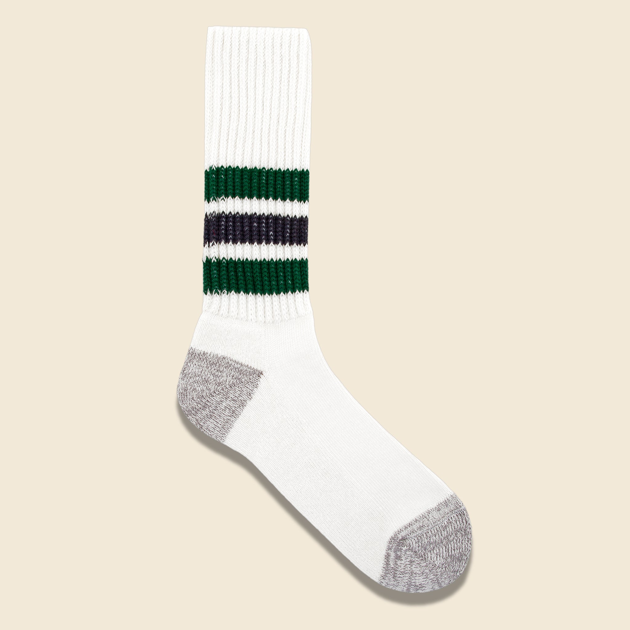 
                          Coarse Ribbed Old School Sock - Green/Charcoal - RoToTo - STAG Provisions - Accessories - Socks
                        