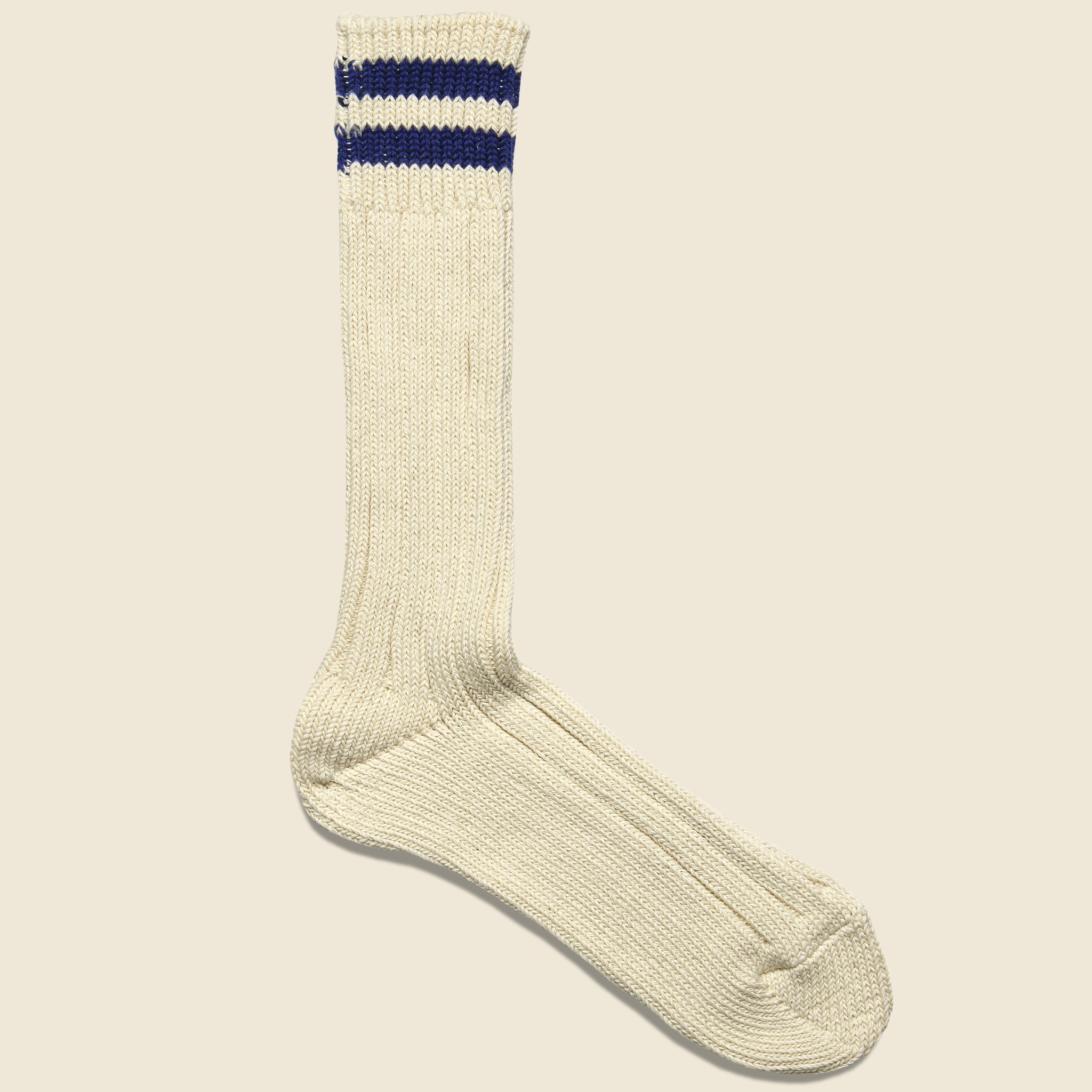 2 Stripes Low Raw Sock - Ecru/Navy - RoToTo - STAG Provisions - Accessories - Socks