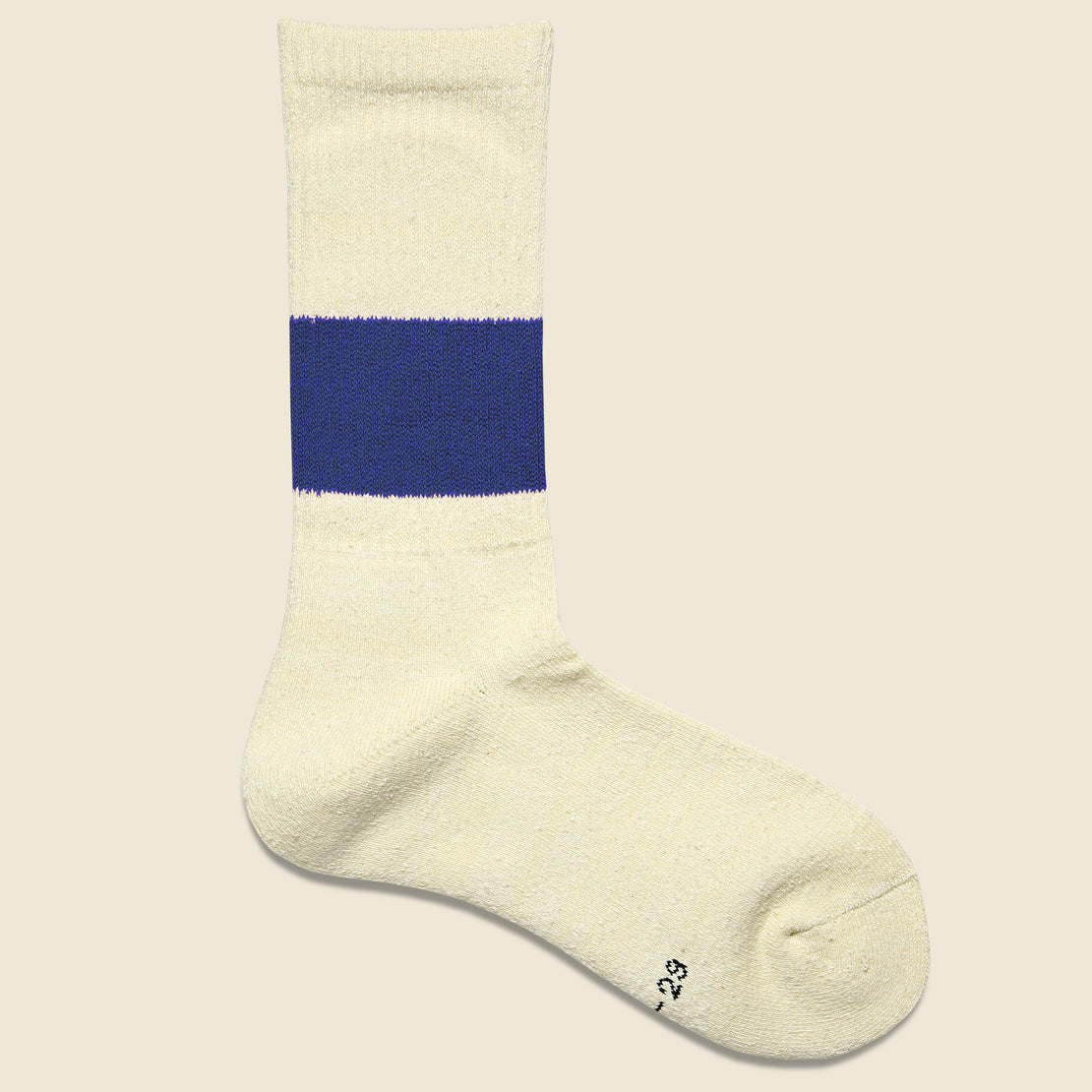 RoToTo Silk Cotton Classic Crew Sock - Ivory/Blue