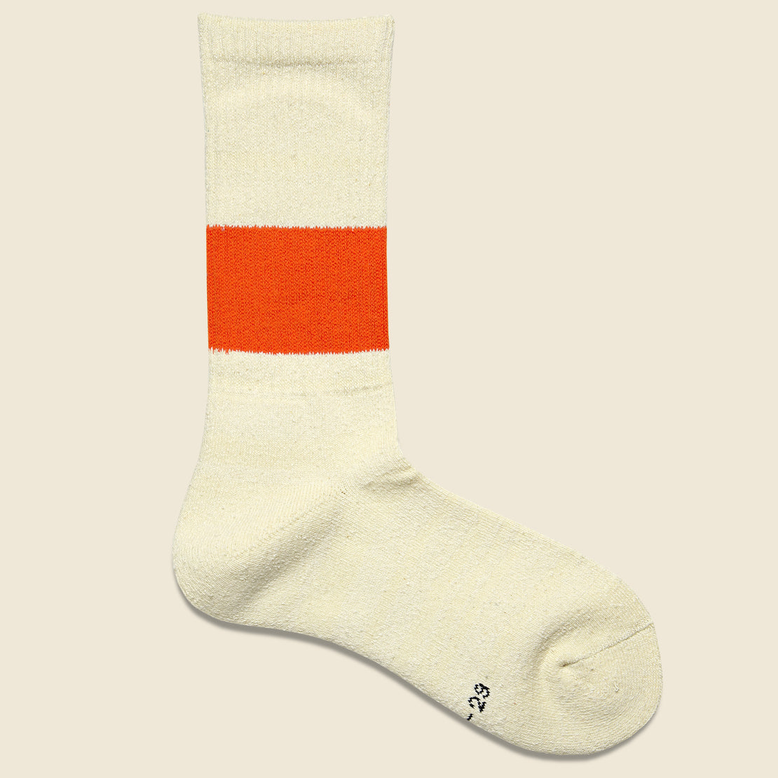 RoToTo Silk Cotton Classic Crew Sock - Ivory/Orange