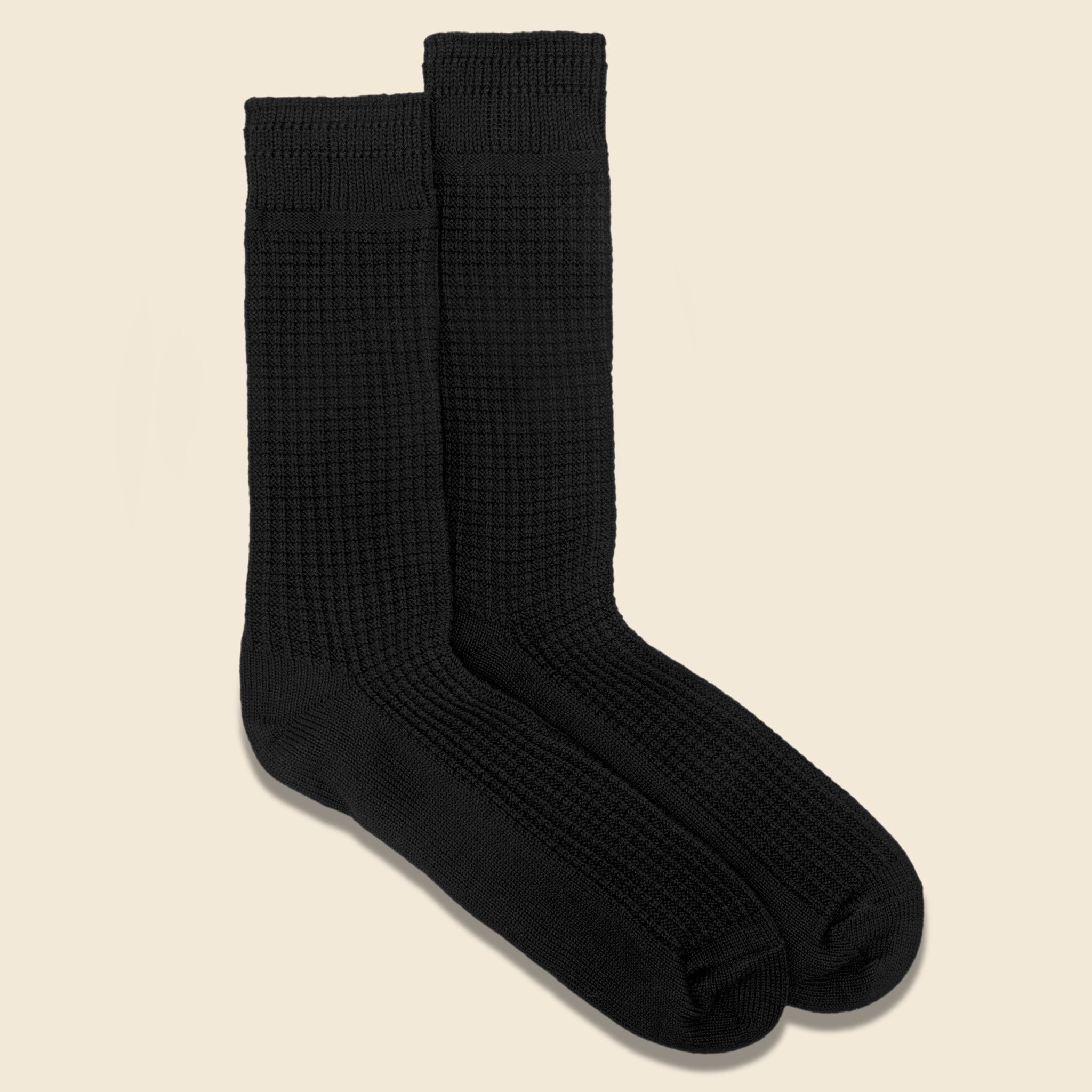 
                          Cotton Waffle Sock - Black - RoToTo - STAG Provisions - Accessories - Socks
                        