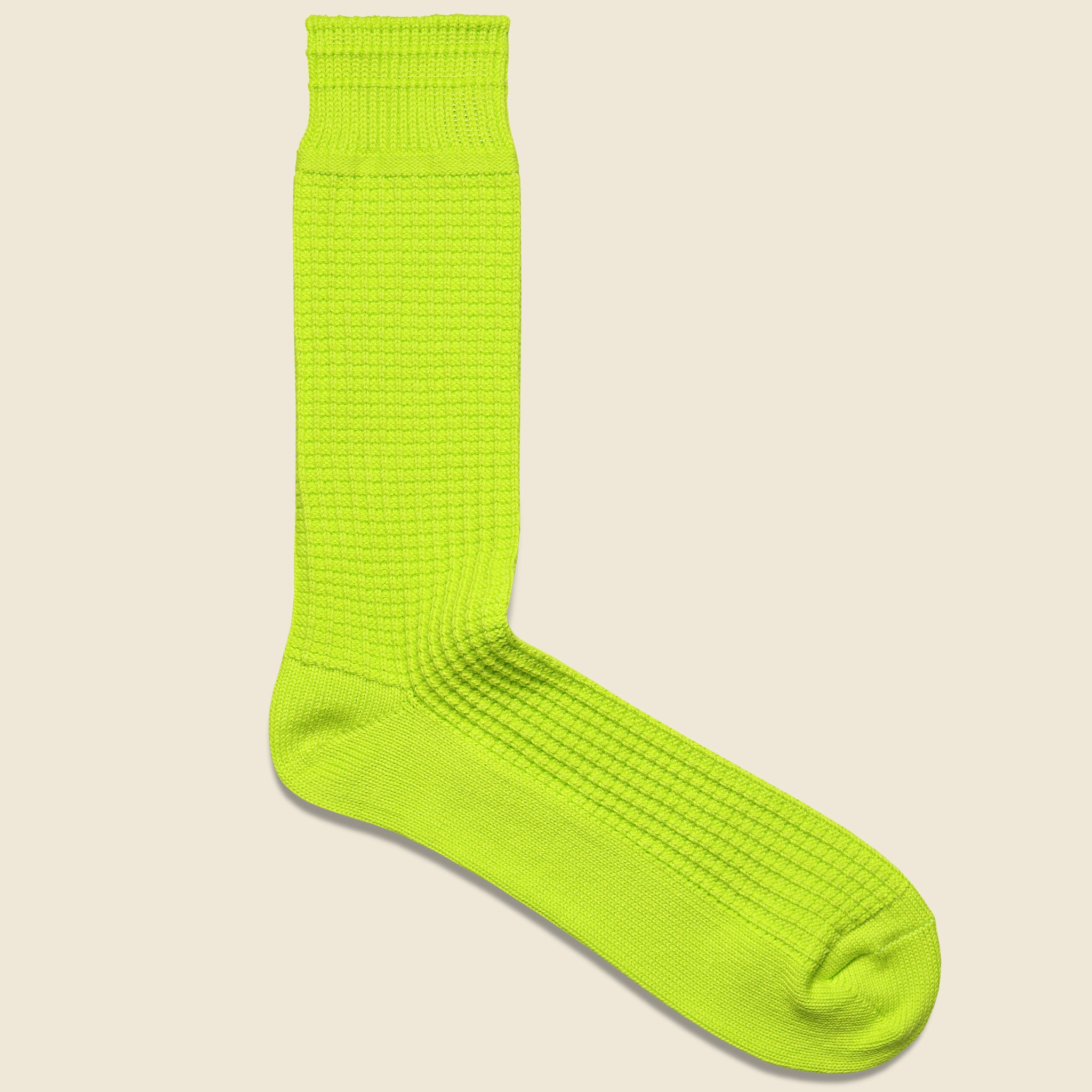 Cotton Waffle Sock - Neon Yellow - RoToTo - STAG Provisions - Accessories - Socks