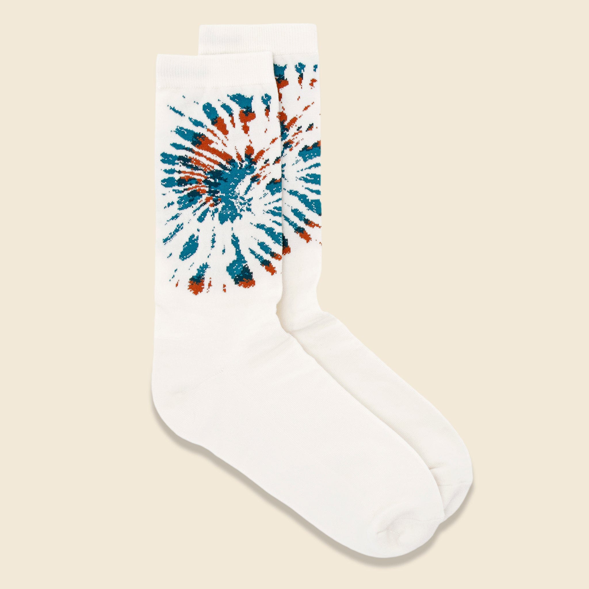 
                          Tie Dye Pattern Crew Sock - Blue/Terracotta - RoToTo - STAG Provisions - Accessories - Socks
                        