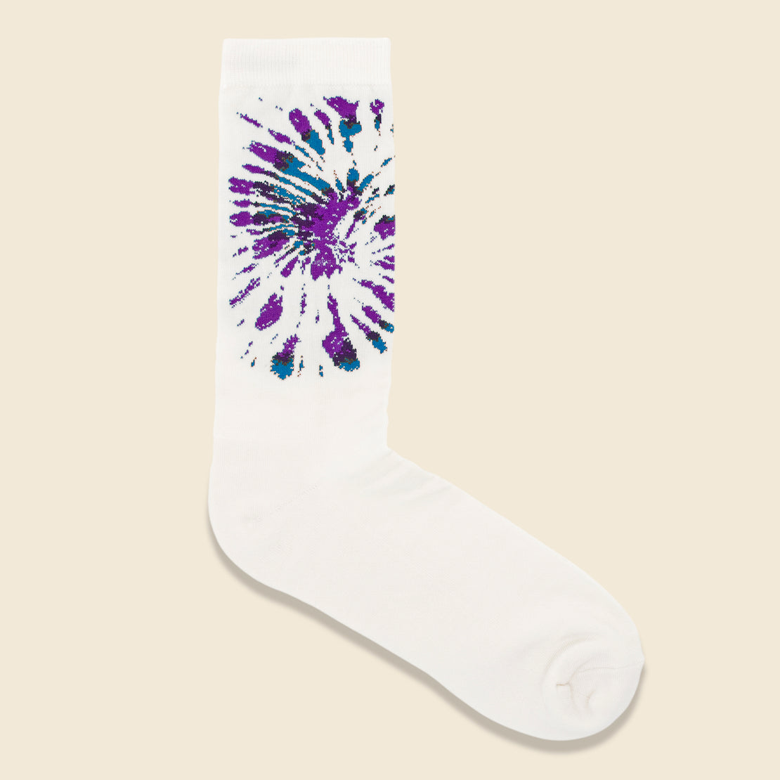 RoToTo Tie Dye Pattern Crew Sock - Purple/Sax