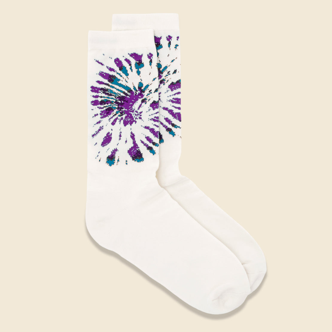 Tie Dye Pattern Crew Sock - Purple/Sax
