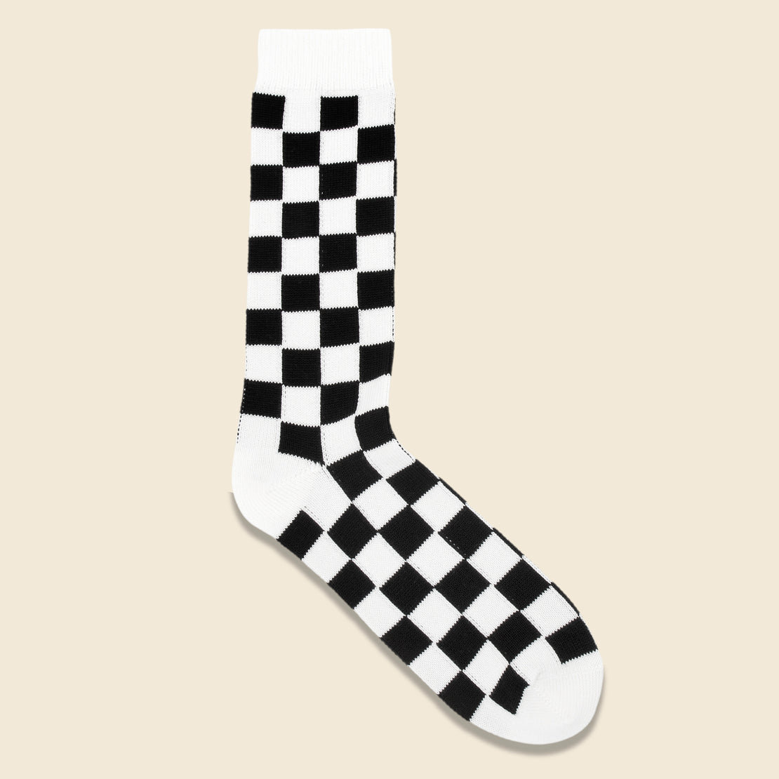 RoToTo Checkerboard Crew Sock - White/Black