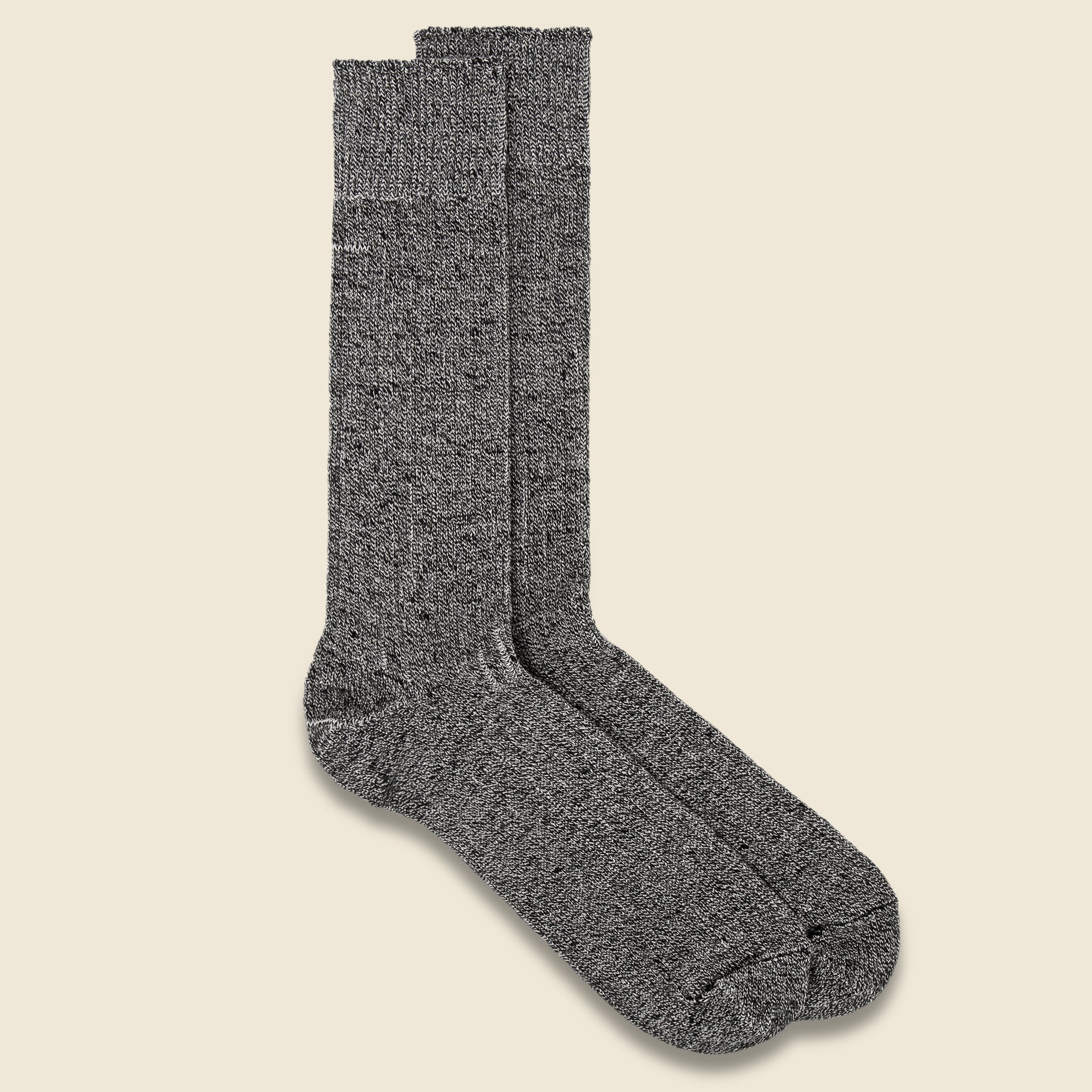 Cotton Linen Rib Sock - Mix Black - RoToTo - STAG Provisions - Accessories - Socks