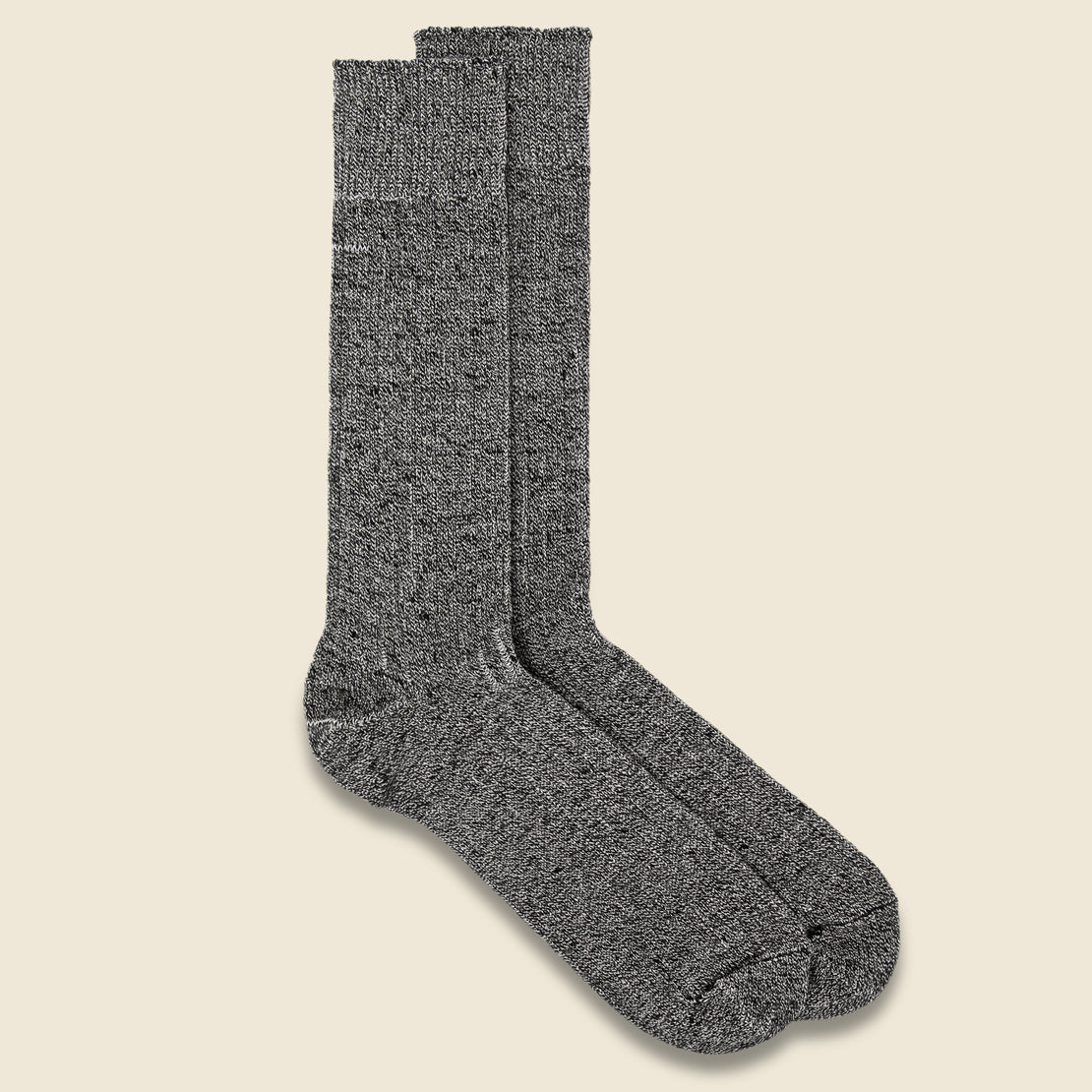 RoToTo Cotton Linen Rib Sock - Mix Black