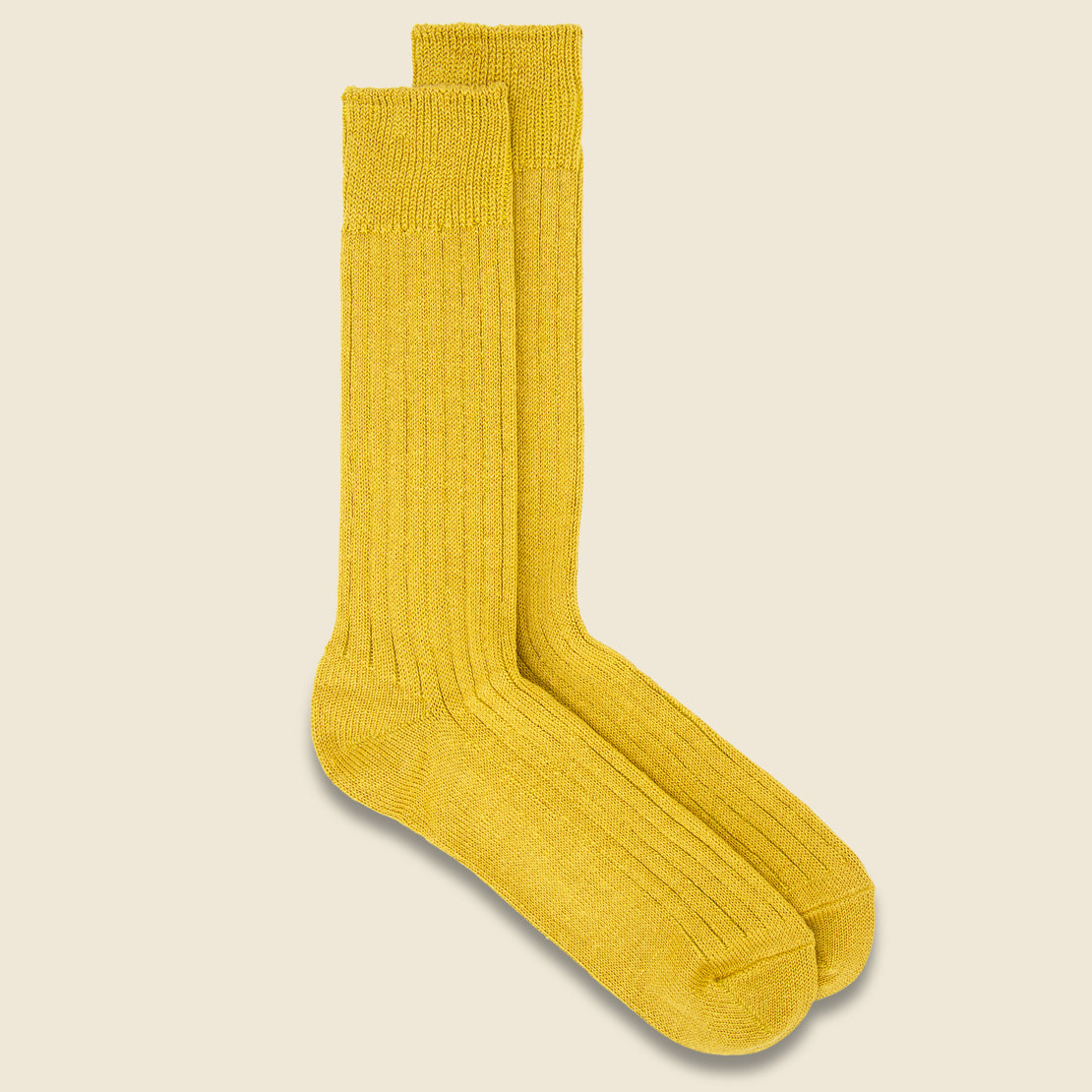 RoToTo Cotton Linen Rib Sock - Yellow