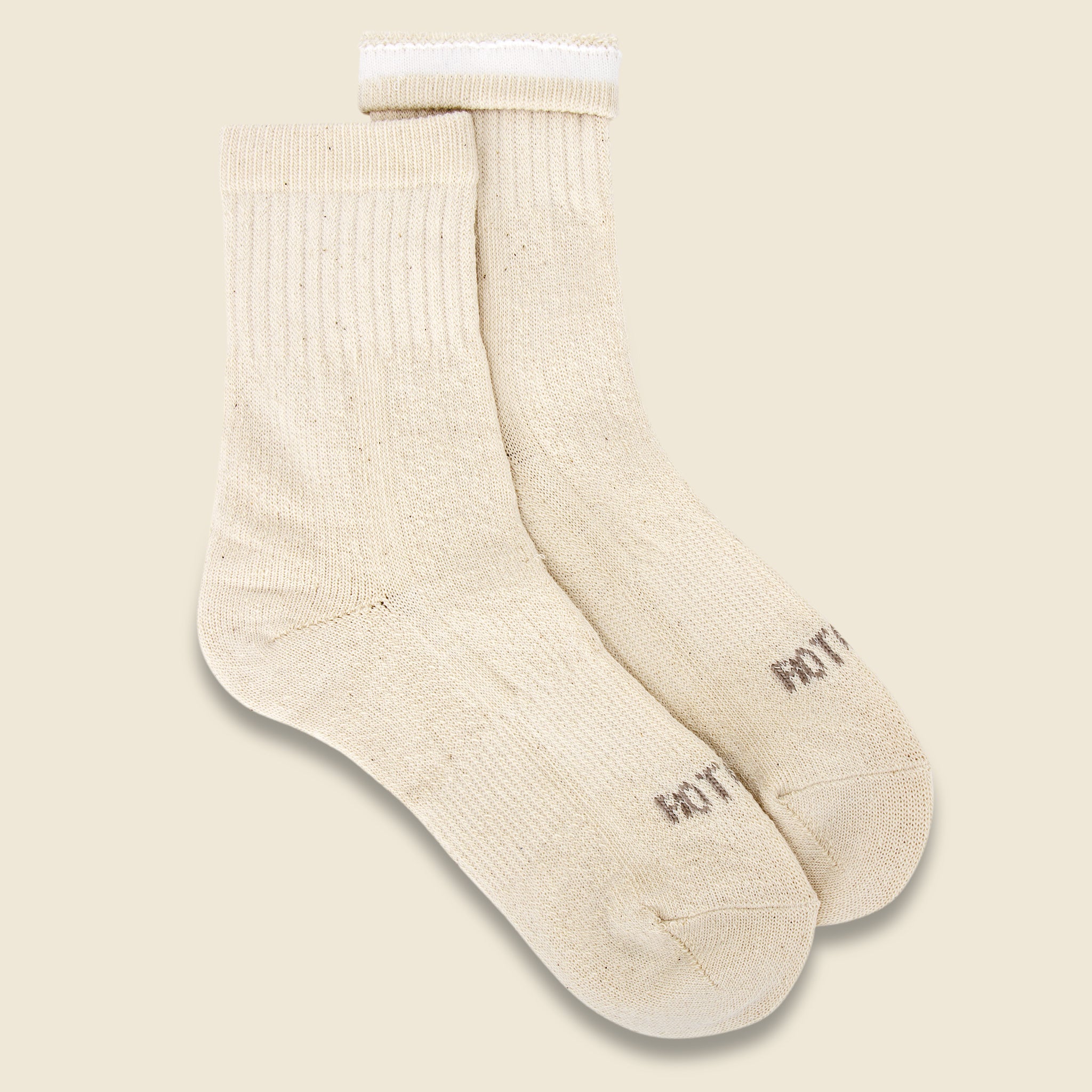 Organic Cotton Double Face Mid Sock - Ivory - RoToTo - STAG Provisions - Accessories - Socks