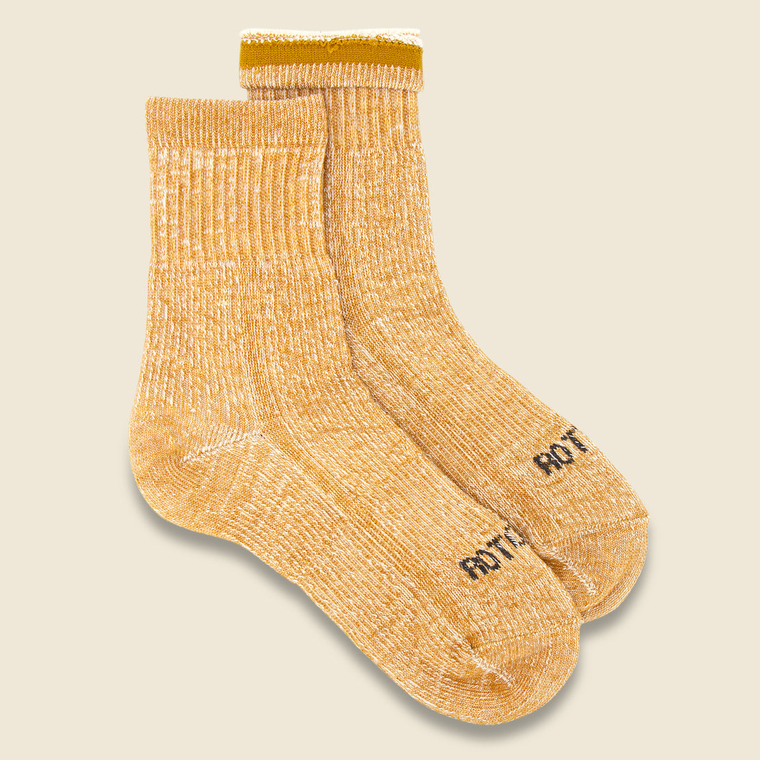 RoToTo Organic Cotton Double Face Mid Sock - Yellow