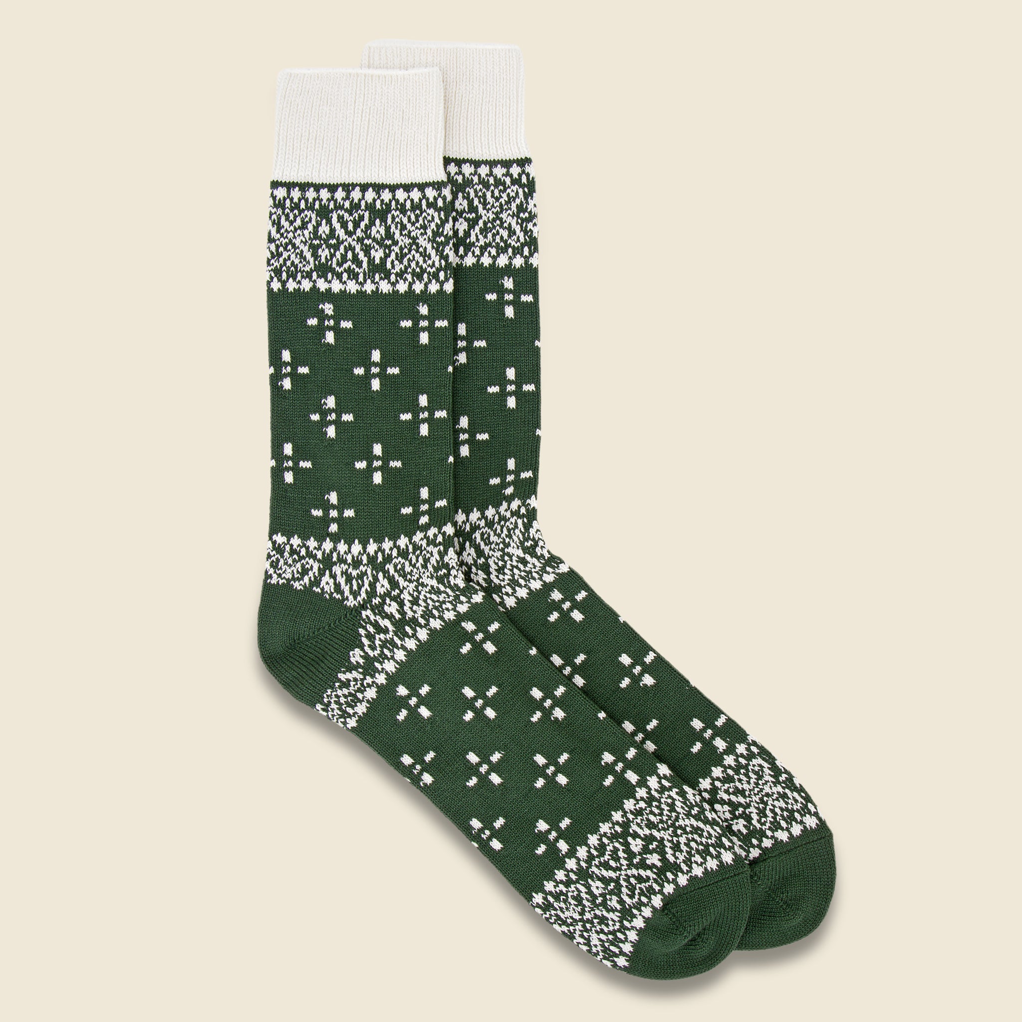 Bandana Pattern Sock - Green/Ivory - RoToTo - STAG Provisions - Accessories - Socks