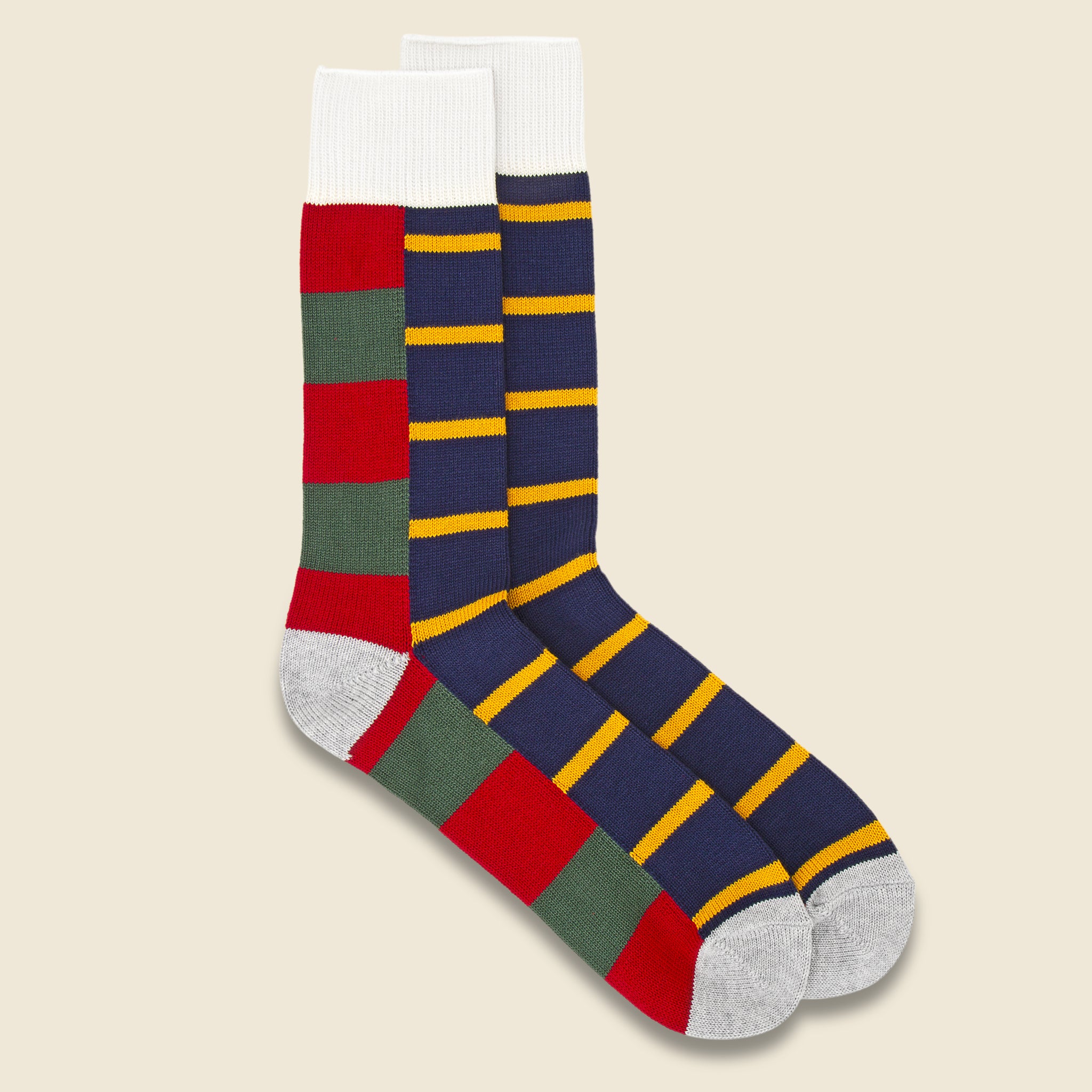 Multi Rugger Pattern Sock - Red/Green/Grey - RoToTo - STAG Provisions - Accessories - Socks