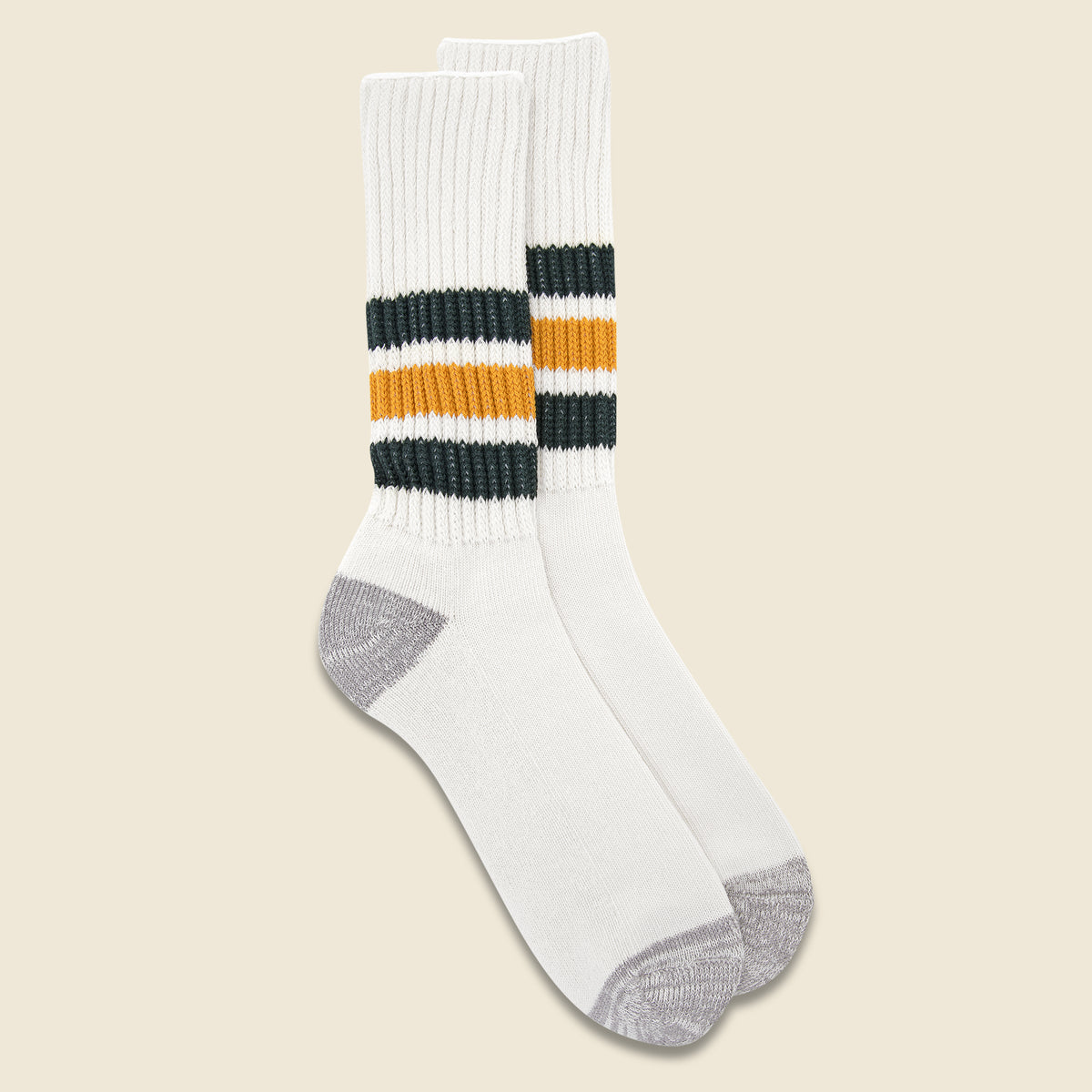 Coarse Ribbed Old School Sock - Green/Yellow