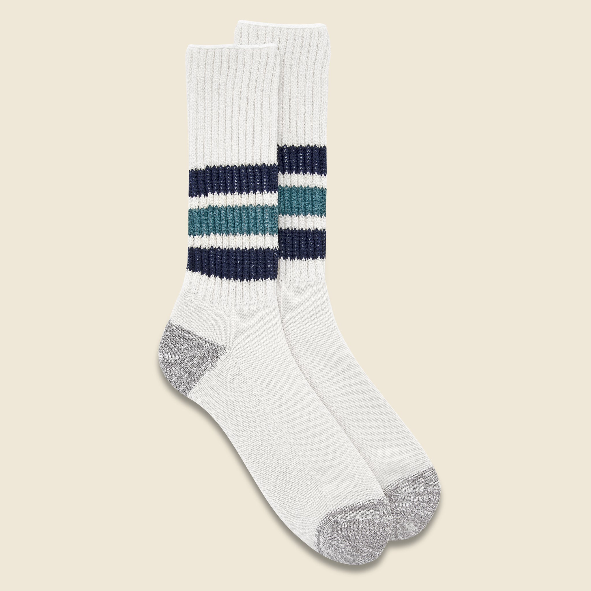 Coarse Ribbed Old School Sock - Navy/Teal - RoToTo - STAG Provisions - Accessories - Socks