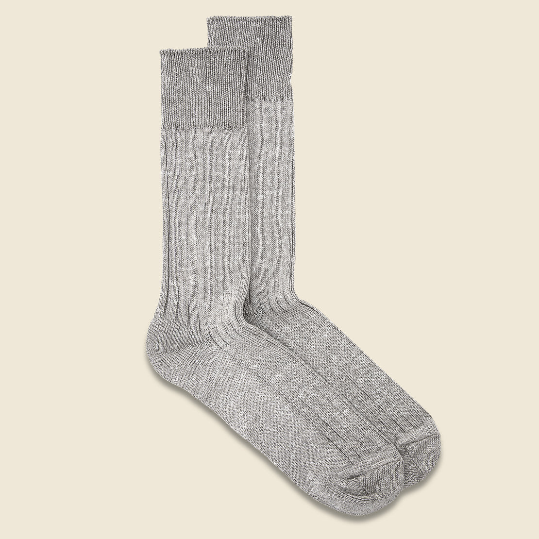 RoToTo Linen Cotton Ribbed Crew Sock - Grayge