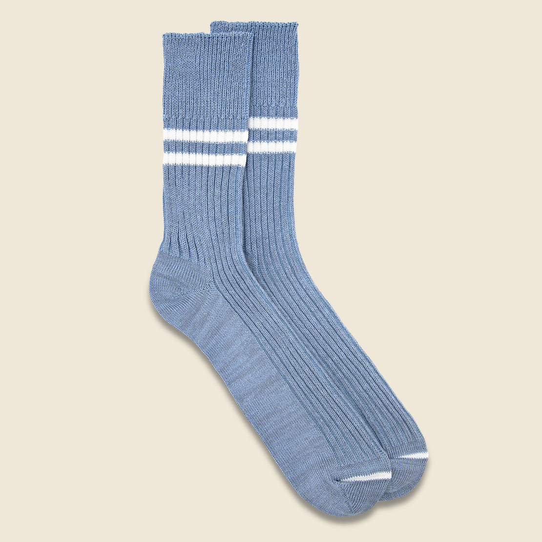 RoToTo Hemp Organic Cotton Stripe Sock - Morning Blue/White